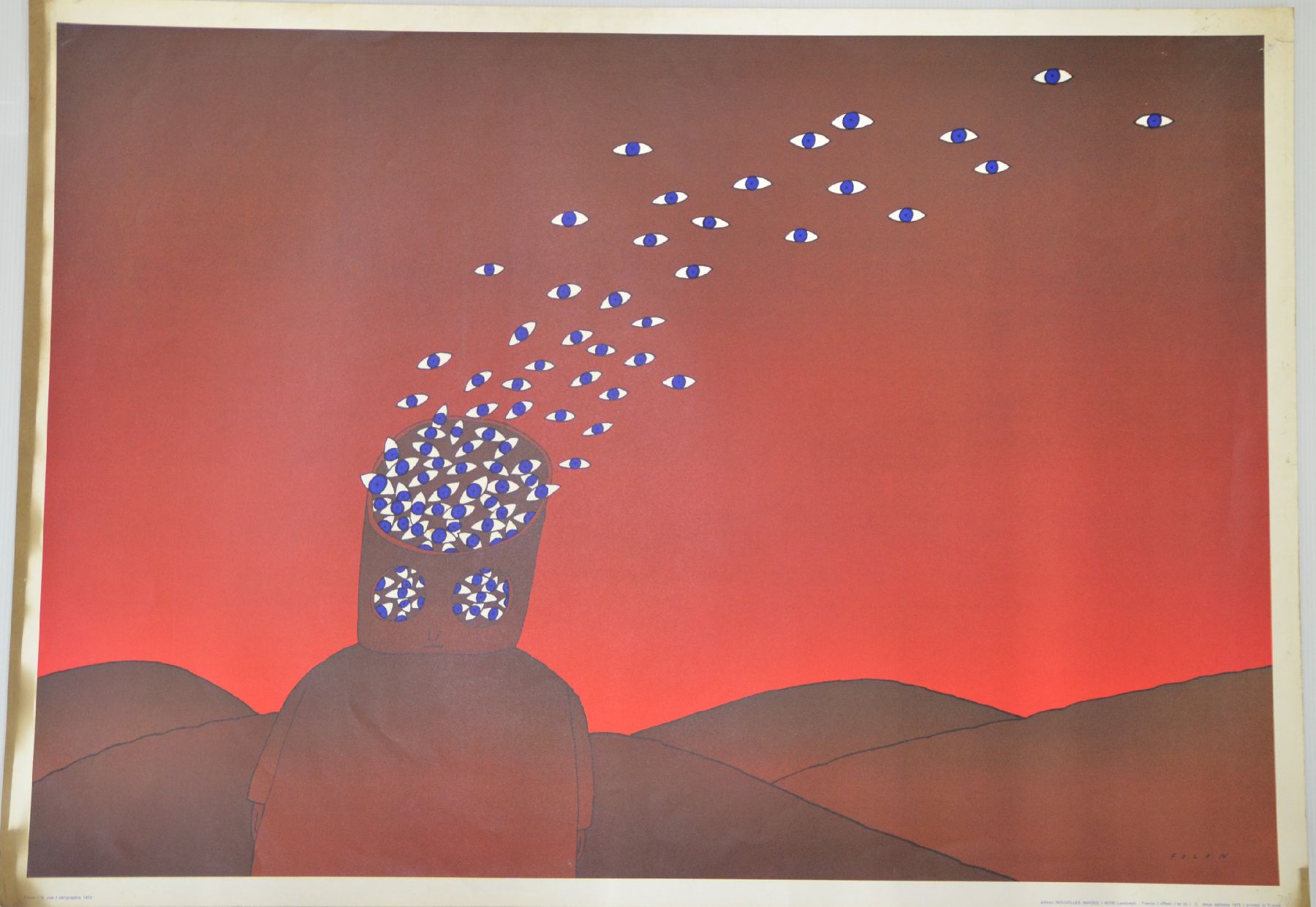 Detail n: Konvolut aus 44 seltenen psychedelischen und Kultplakaten/Grafiken, 1960-80er Jahre, D/GB/NL, geometrisierende Grafikplakate mit ...