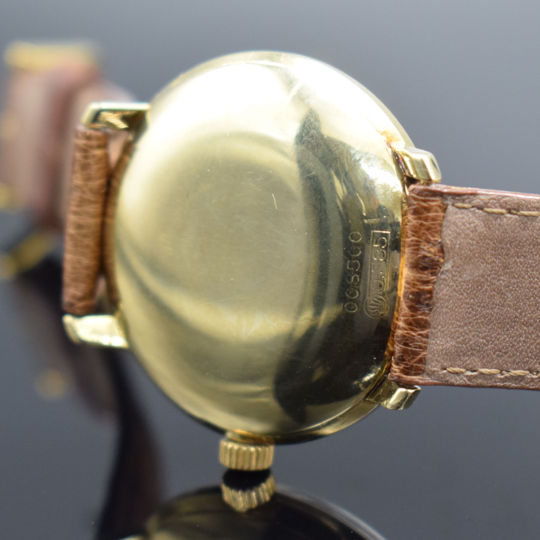 Detail f: JUNGHANS Chronometer Kaliber 83/S seltene Armbanduhr in GG 585/000, Deutschland um 1965, Automatik, massives 2-tlg. Geh., Boden aufgedr., silb. ...