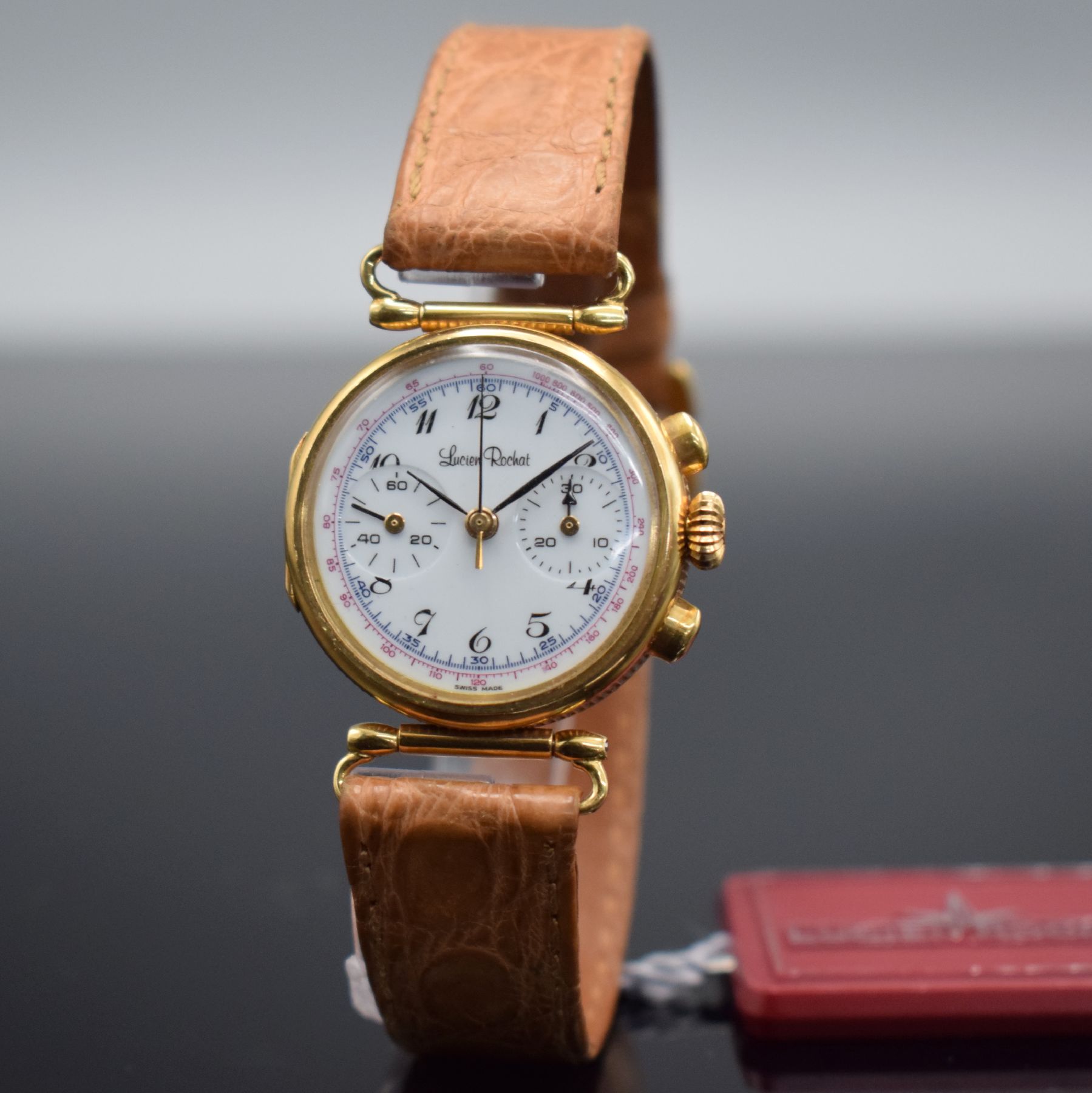 Detail b: LUCIEN ROCHART Valjoux 69 auf 24 Stück limitierter Damenchronograph in GG 750/000, Schweiz um 2000, Handaufzug, Scharniergeh. m. bewegl. ...
