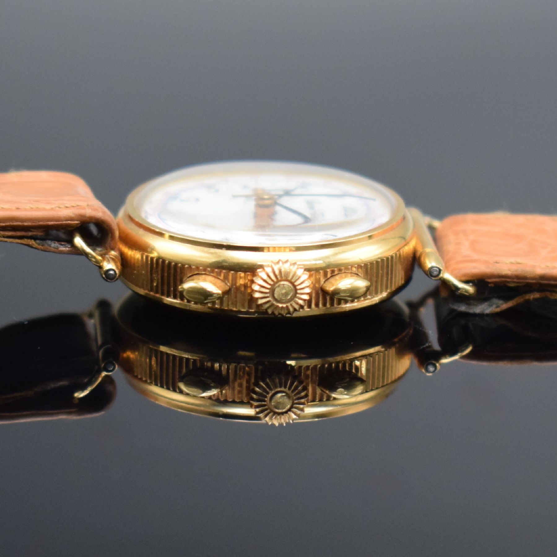 Detail d: LUCIEN ROCHART Valjoux 69 auf 24 Stück limitierter Damenchronograph in GG 750/000, Schweiz um 2000, Handaufzug, Scharniergeh. m. bewegl. ...