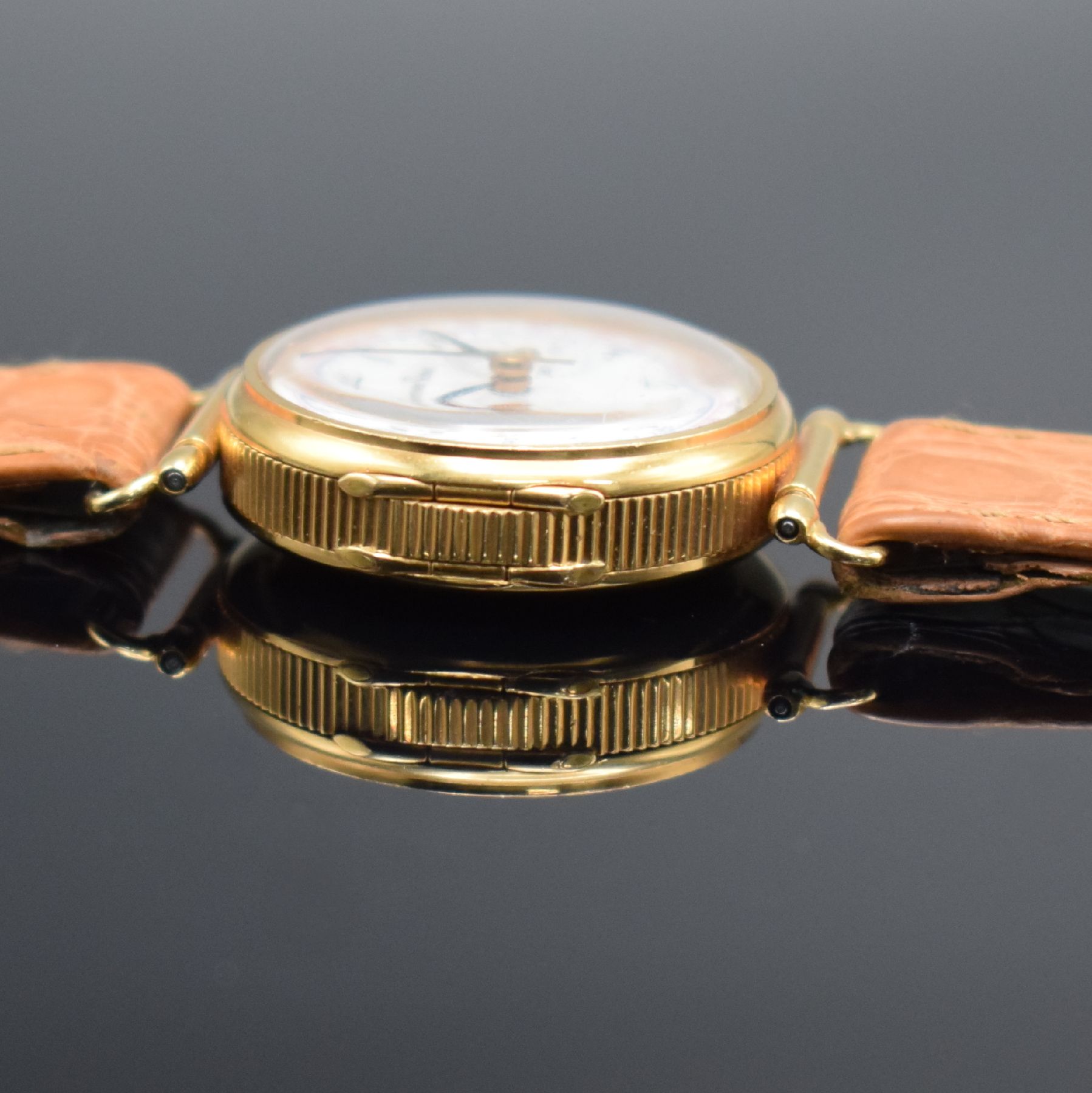 Detail e: LUCIEN ROCHART Valjoux 69 auf 24 Stück limitierter Damenchronograph in GG 750/000, Schweiz um 2000, Handaufzug, Scharniergeh. m. bewegl. ...