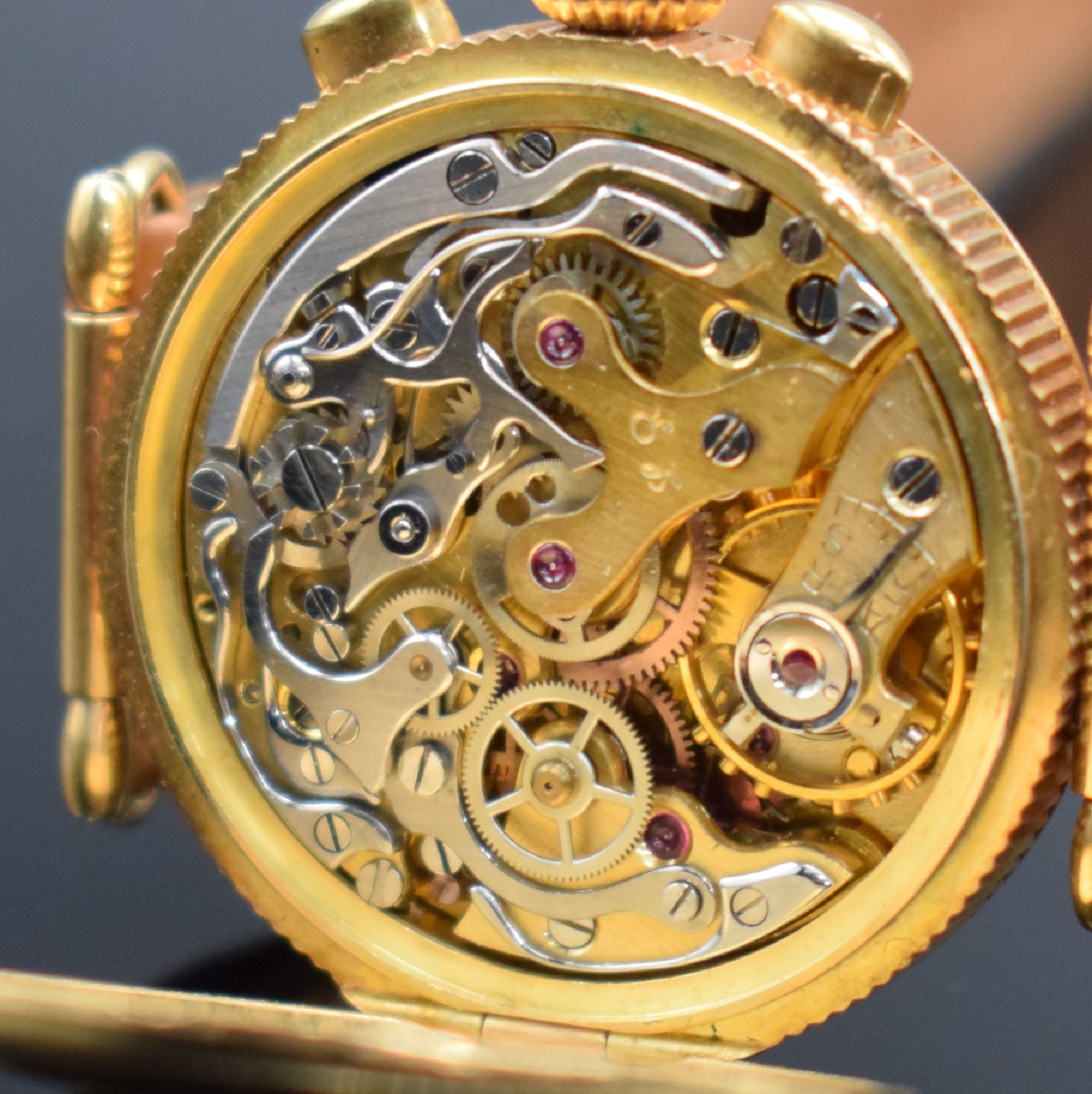 Detail h: LUCIEN ROCHART Valjoux 69 auf 24 Stück limitierter Damenchronograph in GG 750/000, Schweiz um 2000, Handaufzug, Scharniergeh. m. bewegl. ...