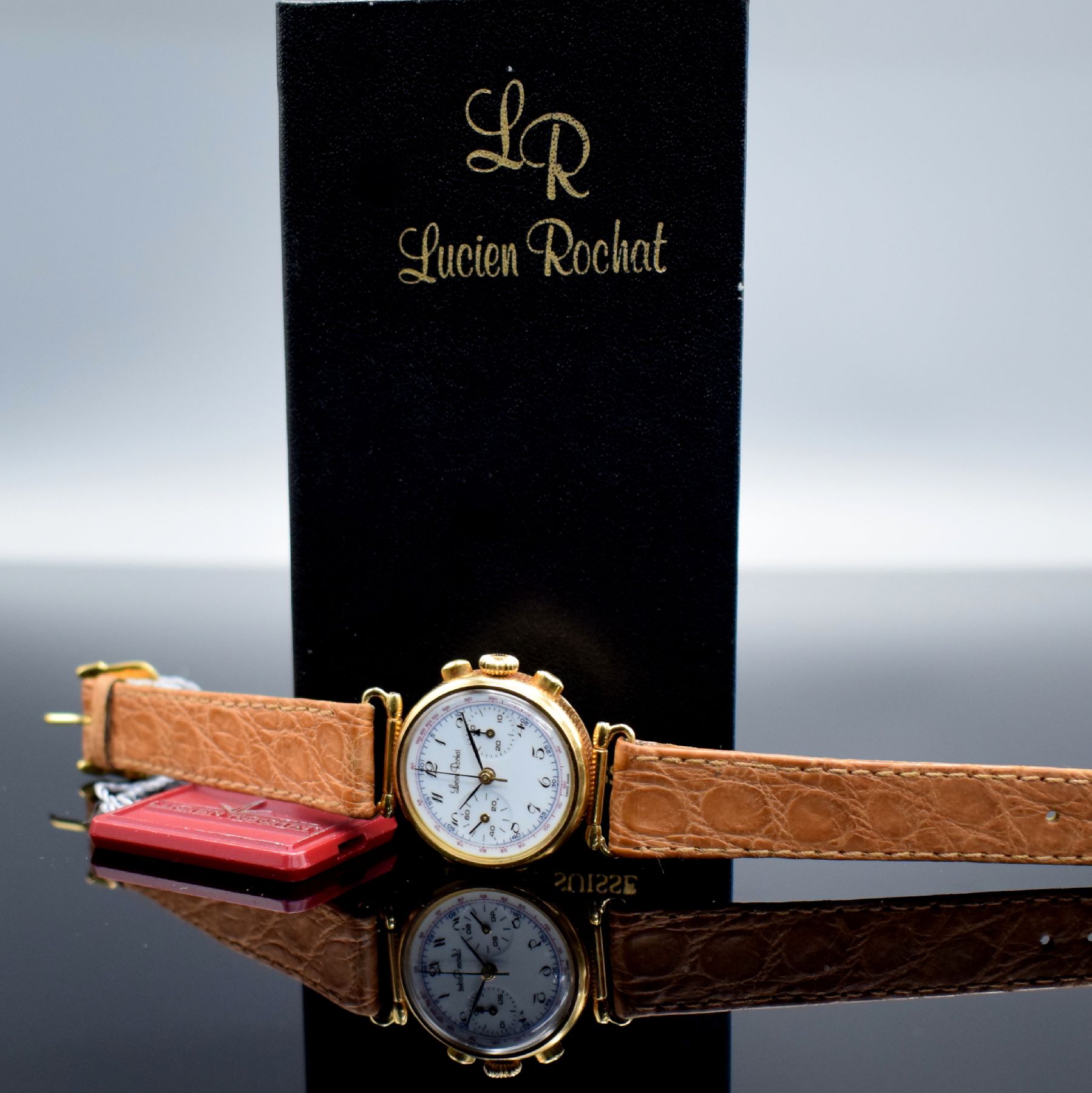 Detail k: LUCIEN ROCHART Valjoux 69 auf 24 Stück limitierter Damenchronograph in GG 750/000, Schweiz um 2000, Handaufzug, Scharniergeh. m. bewegl. ...