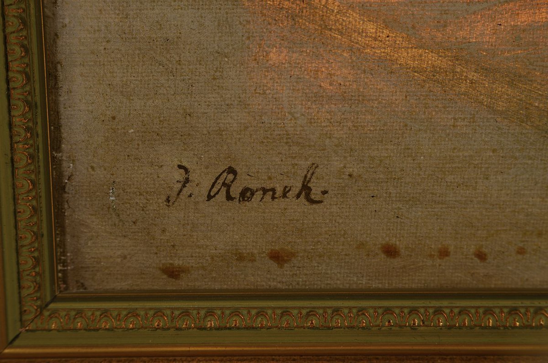 Detail a: Jaroslav Ronek, 1892-1962, zwei Dampflokomotiven am Haltepunkt, Öl/Lwd, links unten signiert, ca. 60x70cm, R. ca. 72x82cm