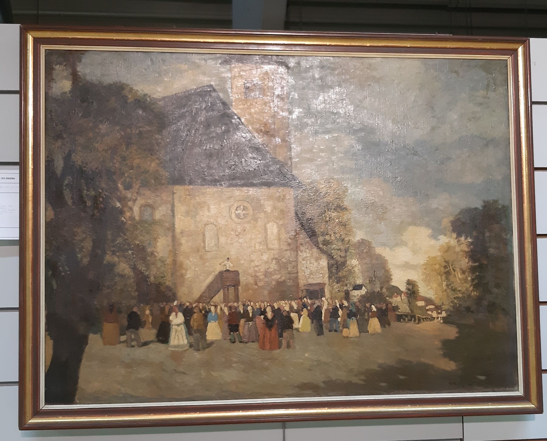 Detail b: Hans Ruzicka-Lautenschläger, 1862 Aussig-1933 Wien, Kirchgang, vielfigurige Szene vor einer Kirche, Öl/Lwd, rechts unten signiert, ca. 73x98cm, R. ...
