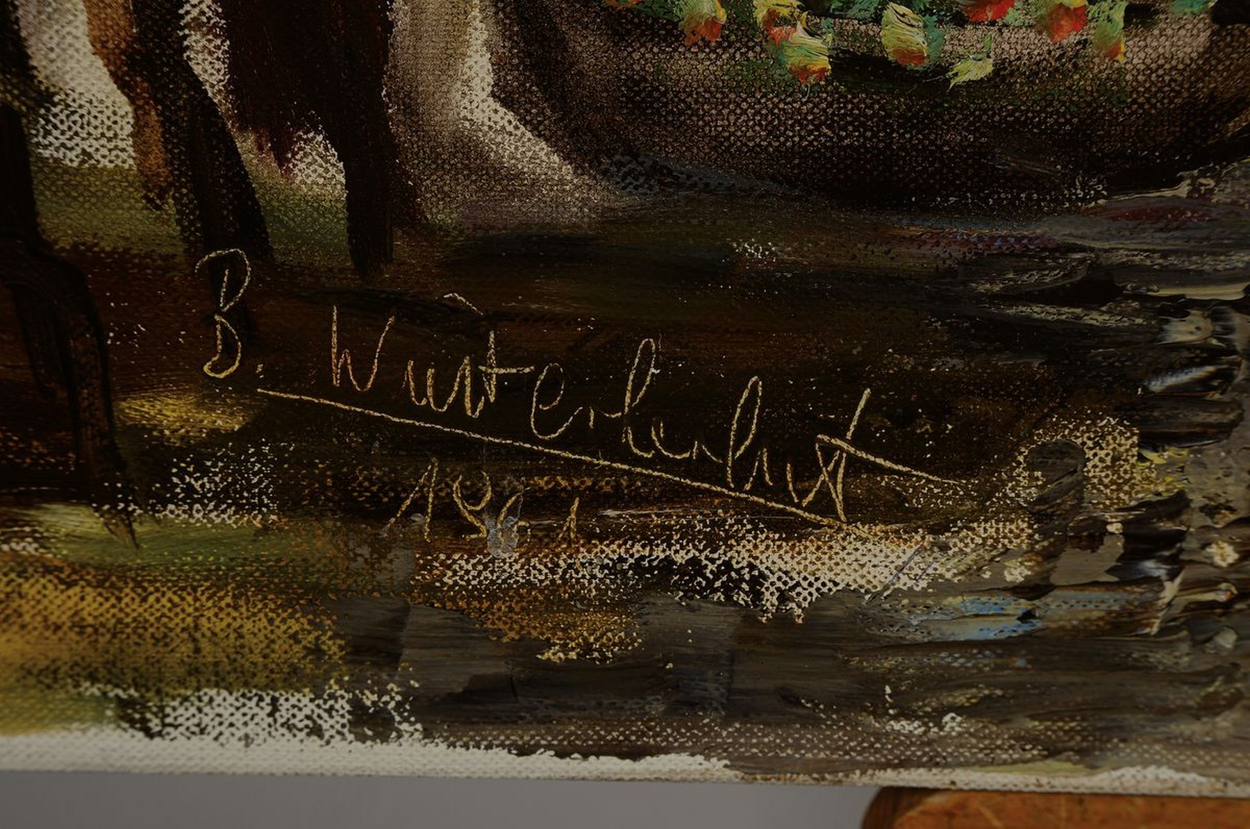 Detail a: Unbekannter Künstler, datiert 1961, Südliche Stadtszene mit Marktplatz, Öl/Lwd, links unten unleserlich signiert B.Winter... und dat., ca. 65x80cm