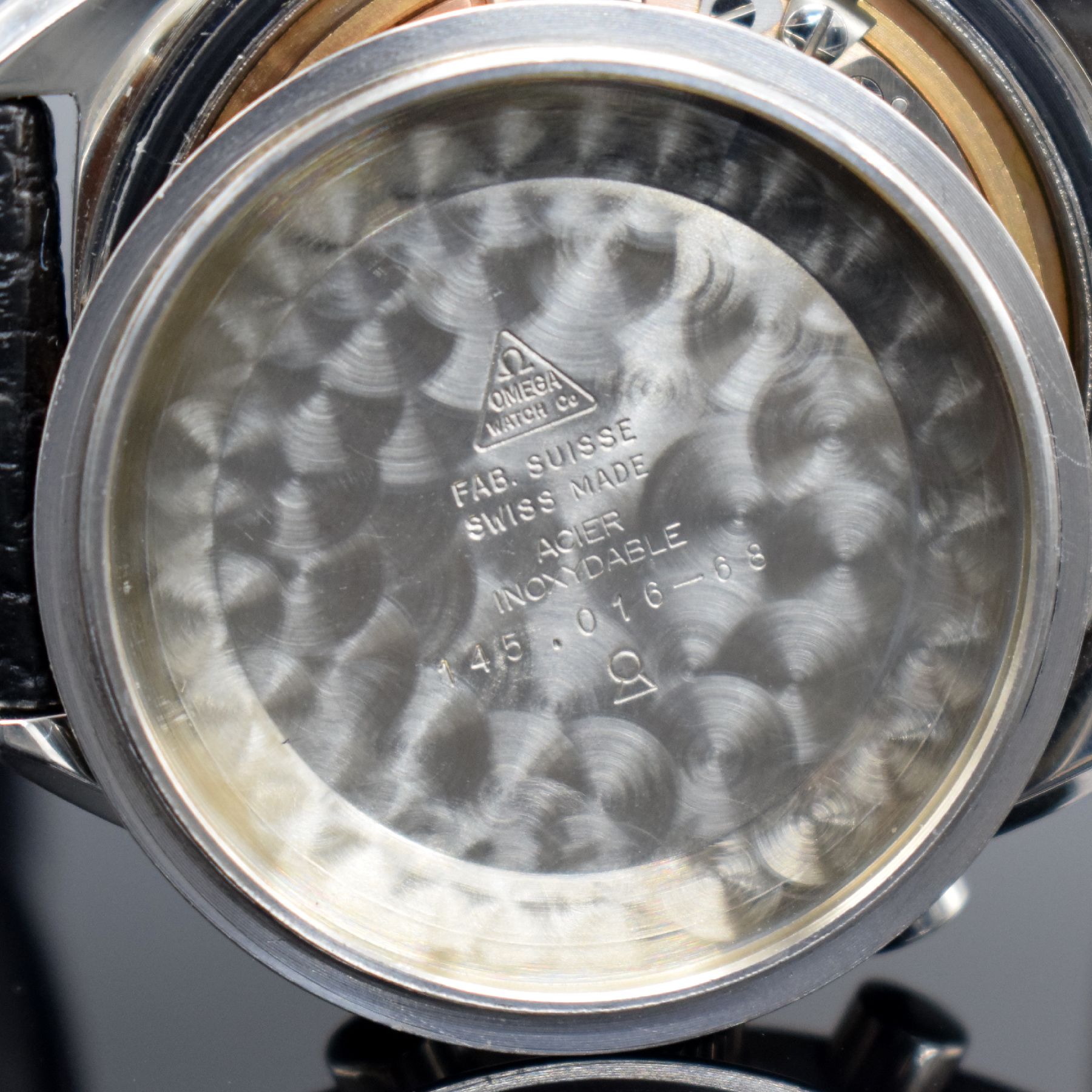 Detail k: OMEGA Seamaster nahezu neuwertiger Schaltradchronograph Referenz 145.016-68, Schweiz um 1968, Handaufzug, Edelstahlgeh. inkl. orig. Lederband m. ...