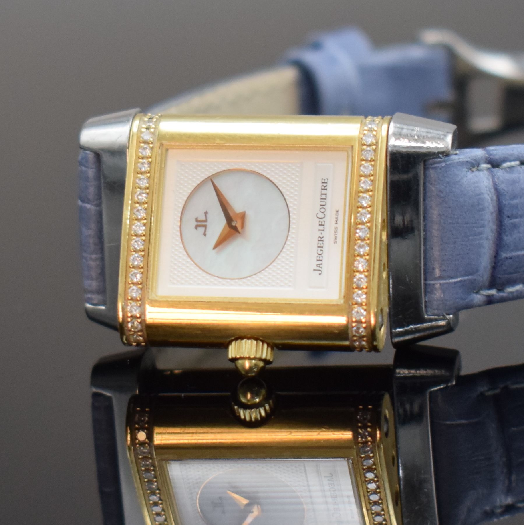 Detail c: Jaeger-LeCoultre Reverso Duetto Damenarmbanduhr mit Diamanten in Edelstahl/Gold kombiniert Referenz 266.5.44,Handaufzug, Wendegeh. m. beids. ...