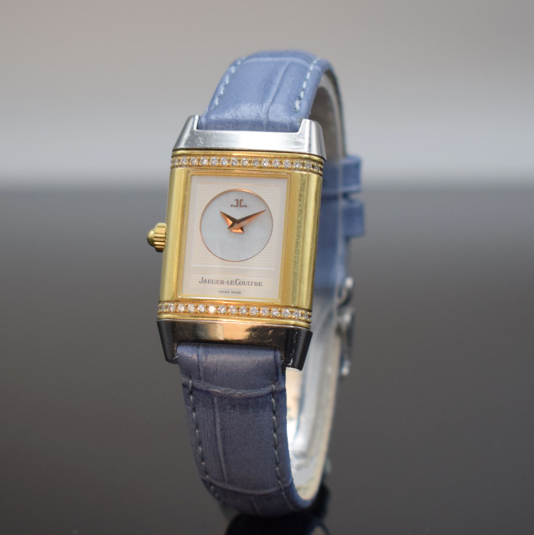 Detail d: Jaeger-LeCoultre Reverso Duetto Damenarmbanduhr mit Diamanten in Edelstahl/Gold kombiniert Referenz 266.5.44,Handaufzug, Wendegeh. m. beids. ...