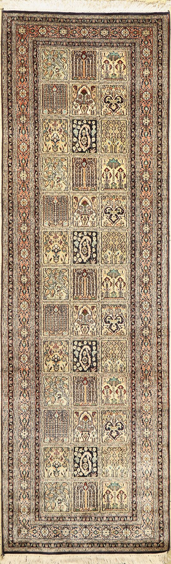 Kaschmir, Pakistan, ca. 40 Jahre, merzerisierte Baumwolle, ca. 250 x 80 cm, EHZ:2