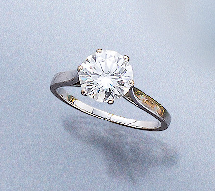 18 kt Gold Ring mit Brillant, WG 750/000, Brillant-Solitär ca. 2.25 ct Weiß/vs, RW 55, ca. 3.4 g