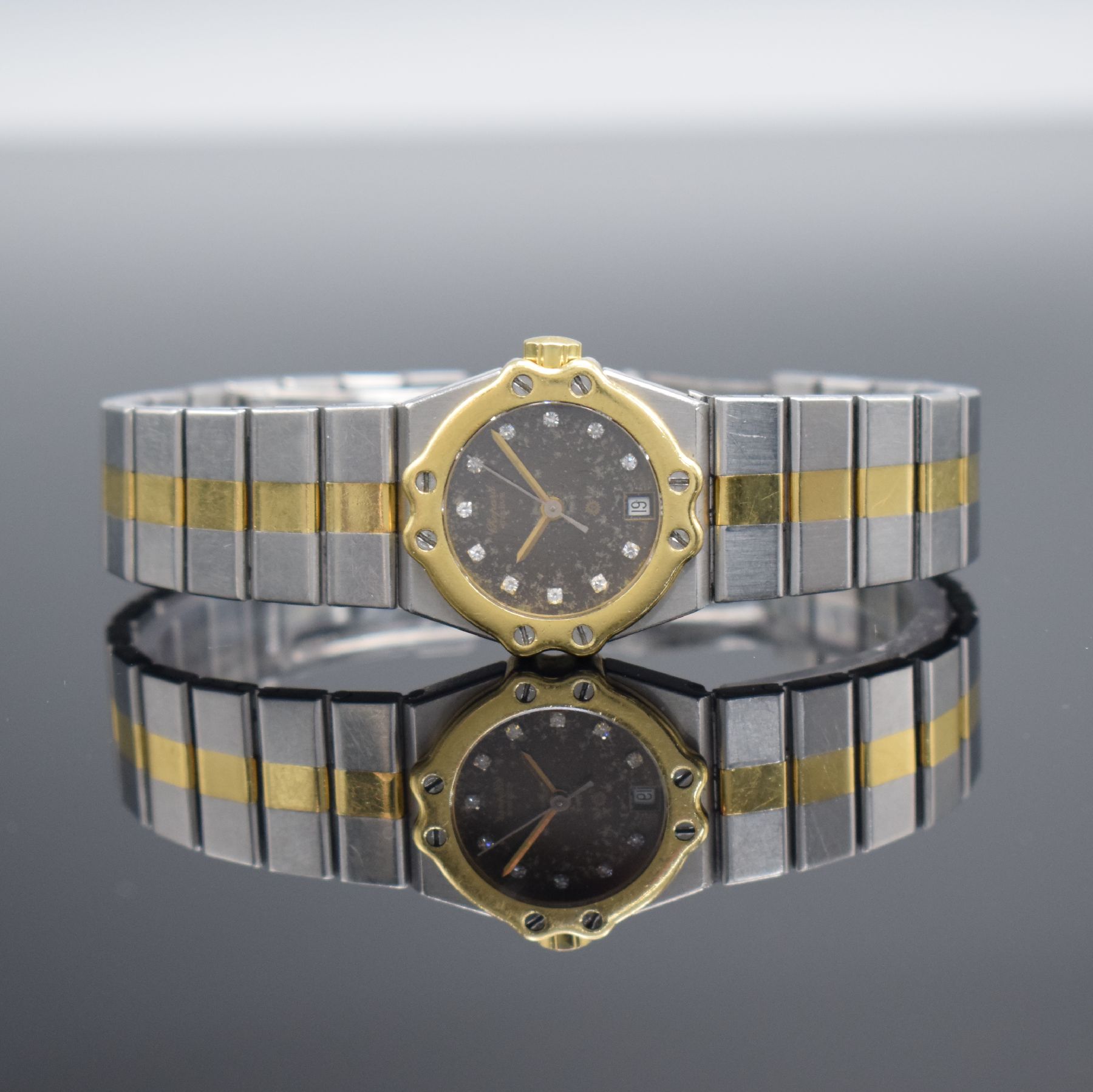 CHOPARD St. Moritz Damenarmbanduhr Referenz 8024, Schweiz um 1990, quarz, Edelstahl & Gold komb., Stülpgeh., 8-fach verschr. Goldlünette, ...