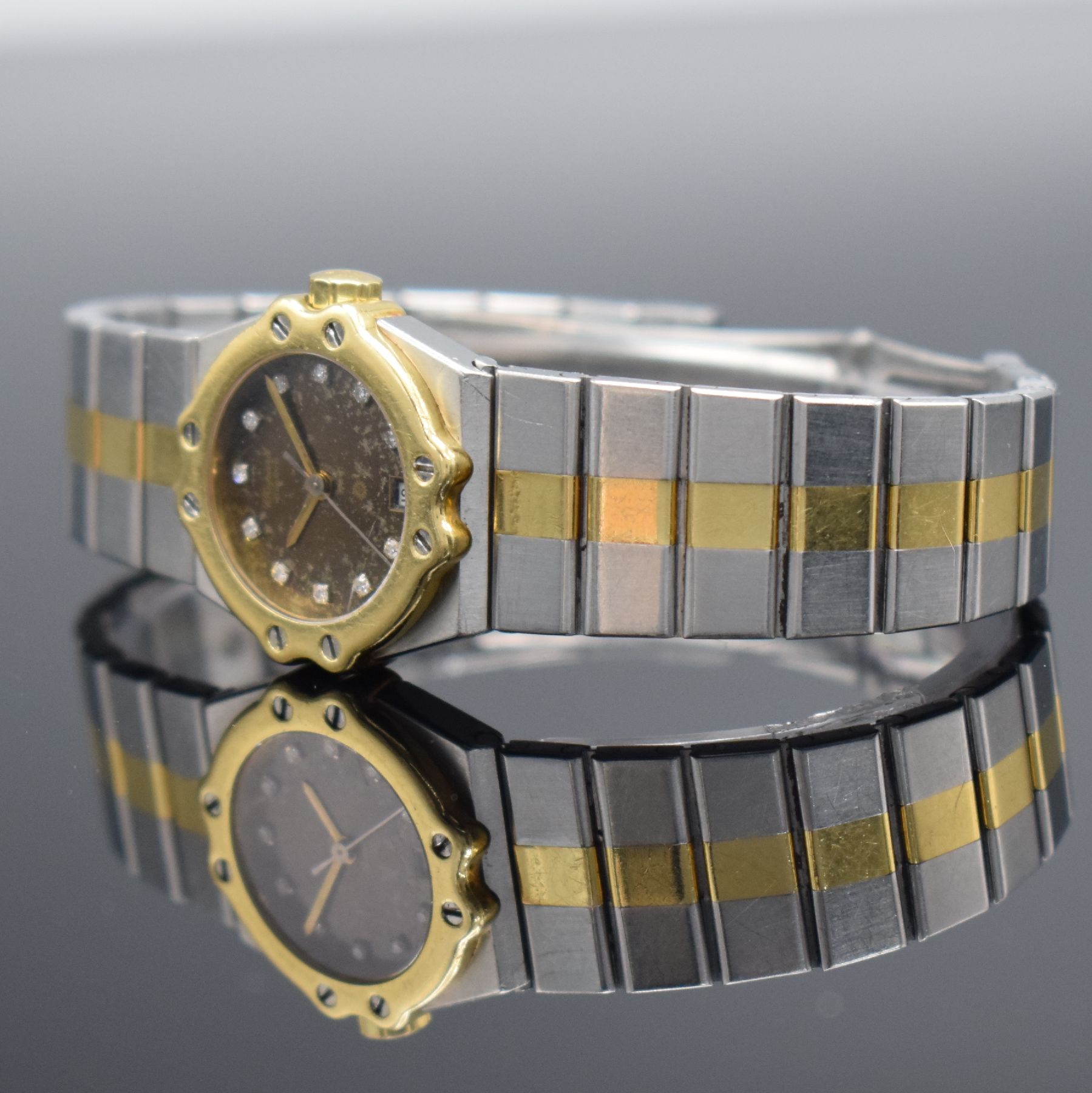 Detail d: CHOPARD St. Moritz Damenarmbanduhr Referenz 8024, Schweiz um 1990, quarz, Edelstahl & Gold komb., Stülpgeh., 8-fach verschr. Goldlünette, ...