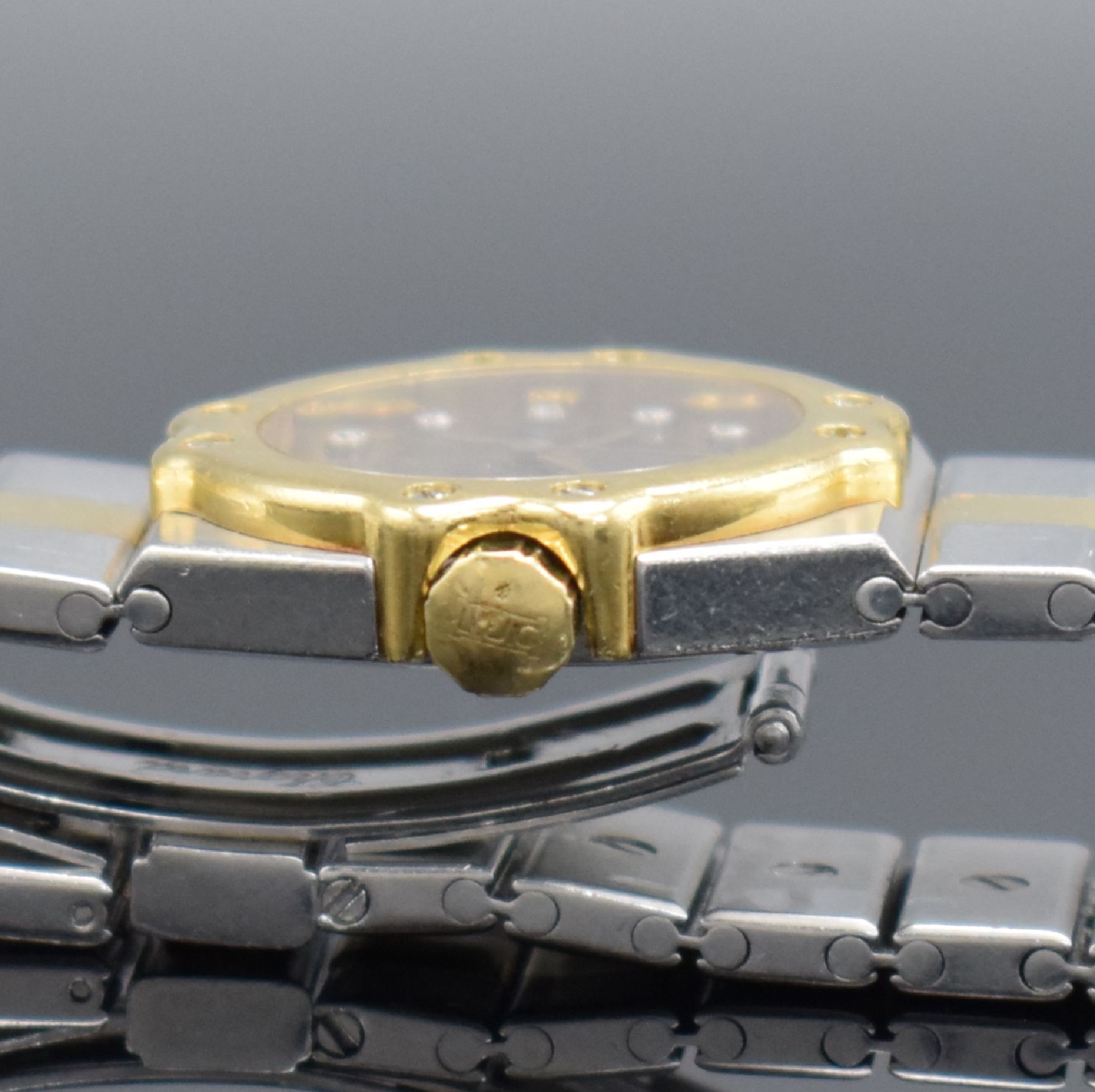 Detail f: CHOPARD St. Moritz Damenarmbanduhr Referenz 8024, Schweiz um 1990, quarz, Edelstahl & Gold komb., Stülpgeh., 8-fach verschr. Goldlünette, ...