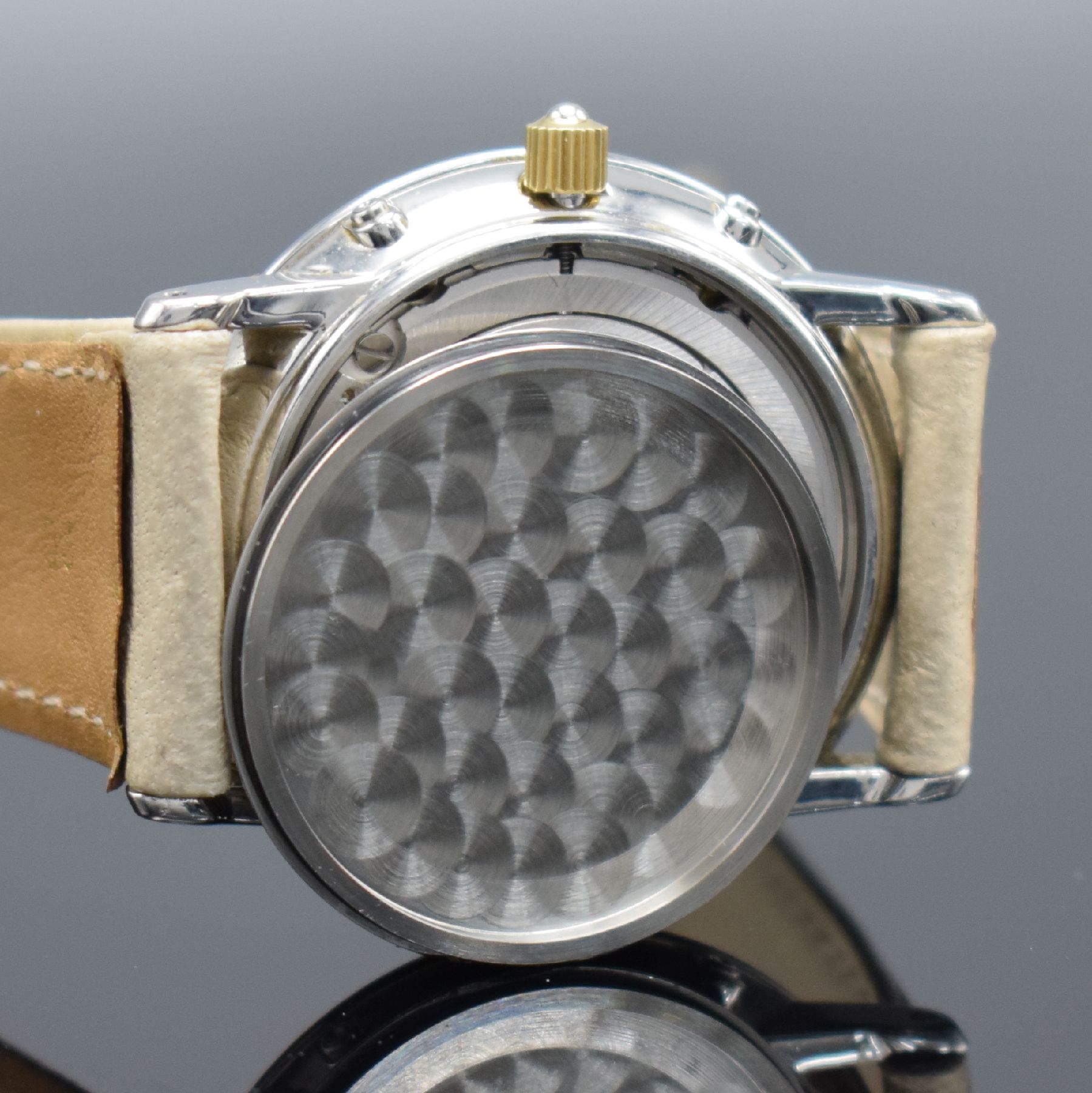 Detail h: BLANCPAIN Armbanduhr mit Vollkalender Kaliber 953, Schweiz um 1985, Automatik, Edelstahl & Gold komb., Boden aufgedr., Korrekturdr. im Geh. eingel., ...