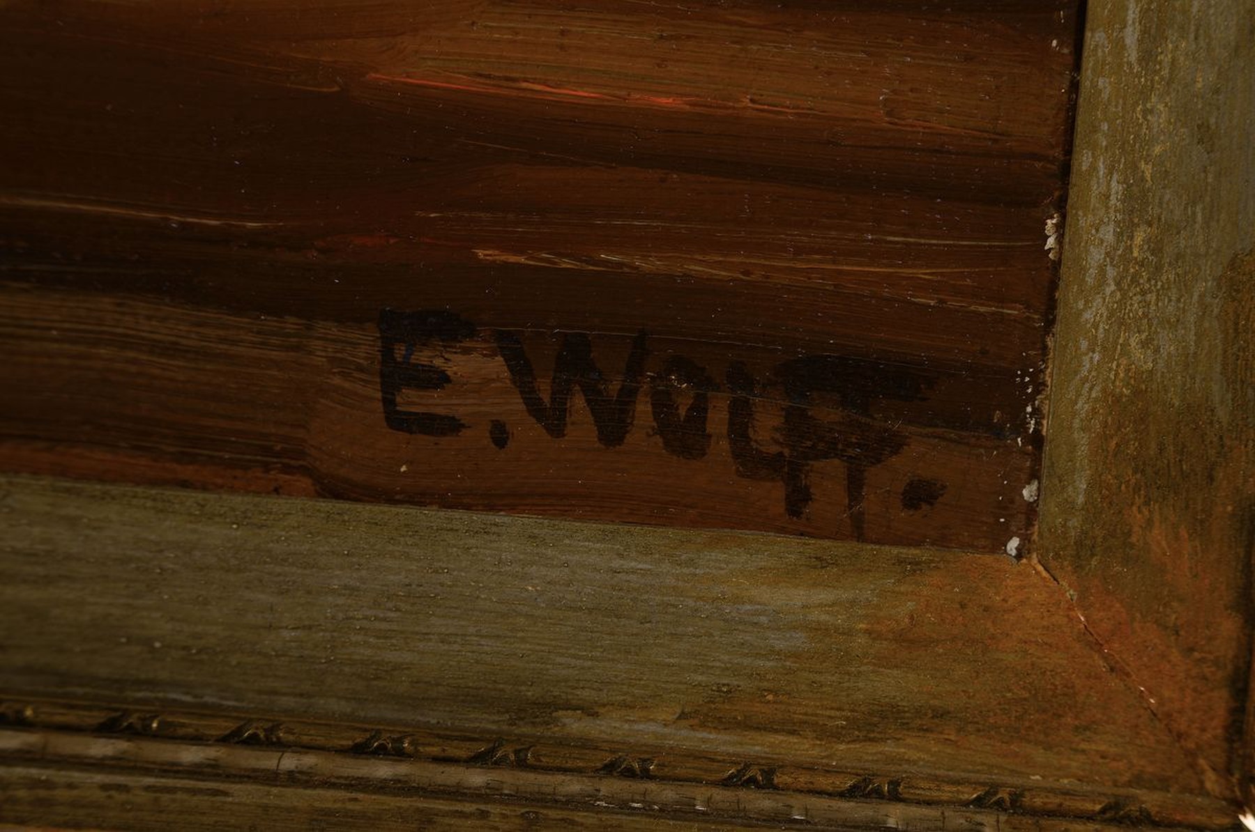 Detail a: Eugen Wolff, 1873 Schloß Filseck bei Göppingen-1937 München, Interieur mit einer Biedermeier Sitzgruppe und mehreren Gemälden an den Wänden, ...