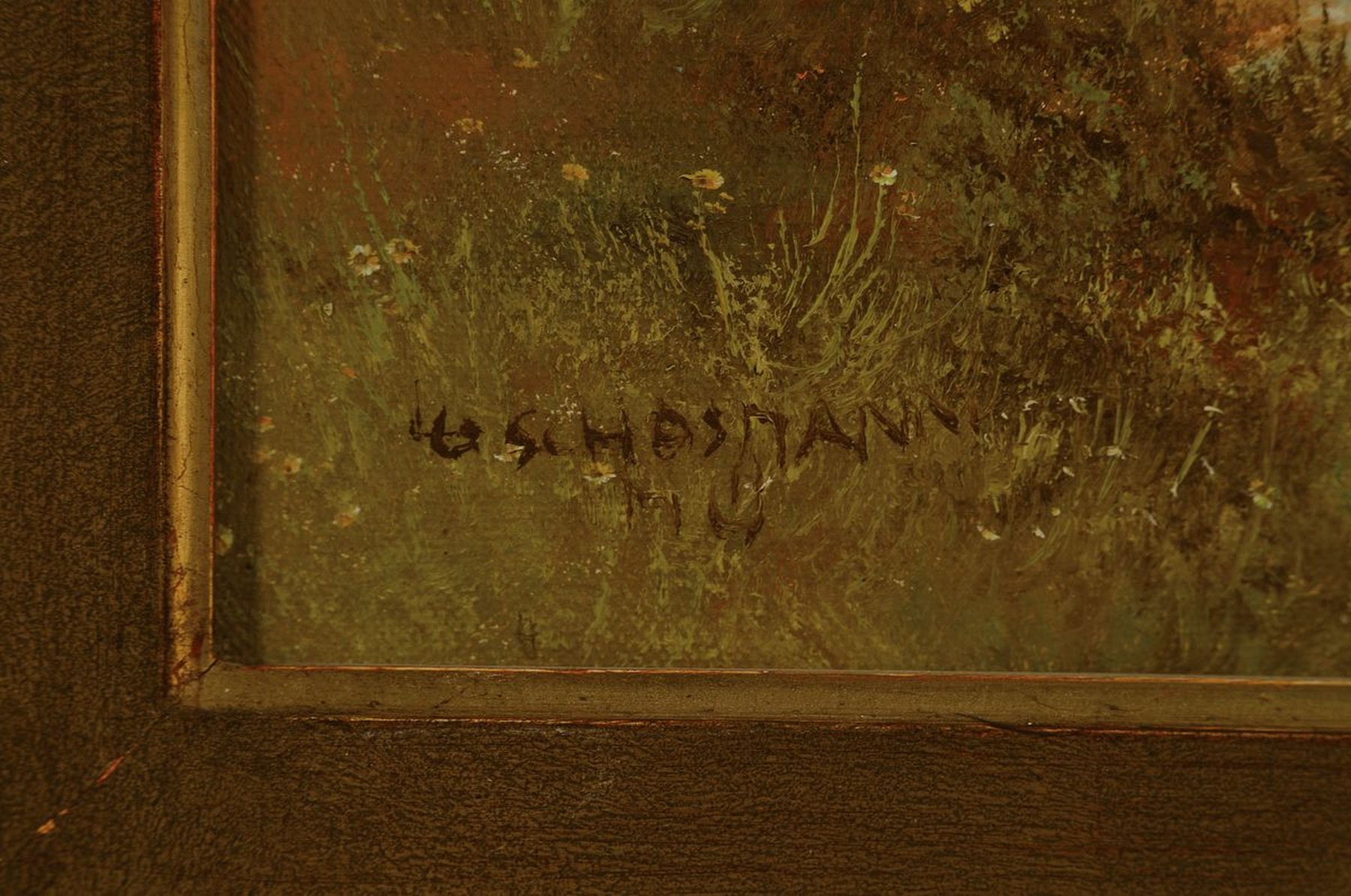 Detail a: Ludwig Gschosmann, 1894 Straßburg-1988 Tegernsee, Burg Rabenstein in der Steiermark, Öl/Lwd, links unten signiert, ca. 60x50cm, Barockstilrahmen ...