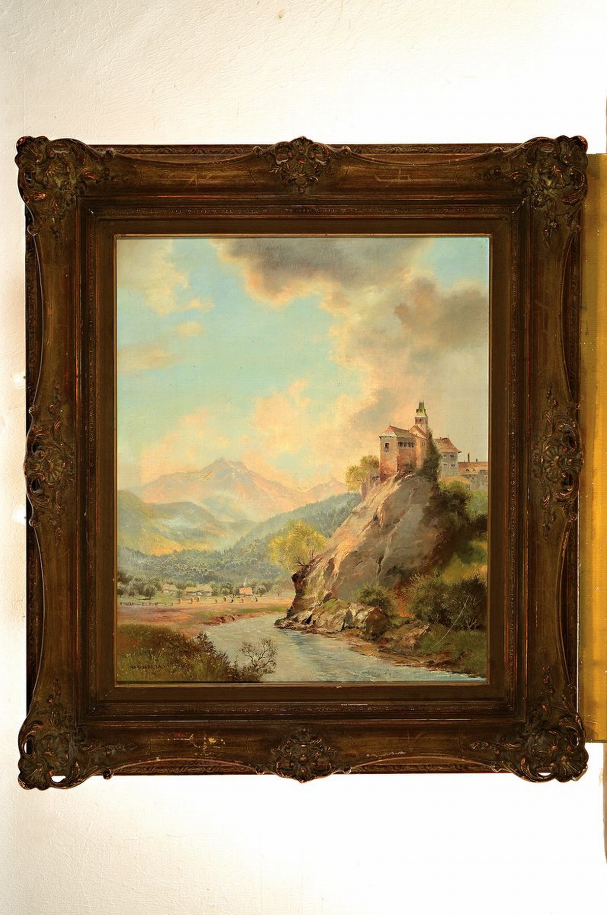 Detail k: Ludwig Gschosmann, 1894 Straßburg-1988 Tegernsee, Burg Rabenstein in der Steiermark, Öl/Lwd, links unten signiert, ca. 60x50cm, Barockstilrahmen ...