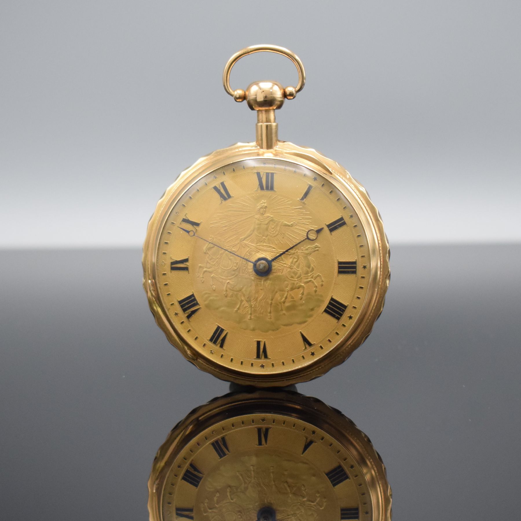 Große Taschenuhr mit 1/4-Stundenrepetition auf 3 Tonfedern in RG 750/000, Schweiz um 1820, Schlüsselaufzug, sehr schön erhaltenes Geh., rücks. ...