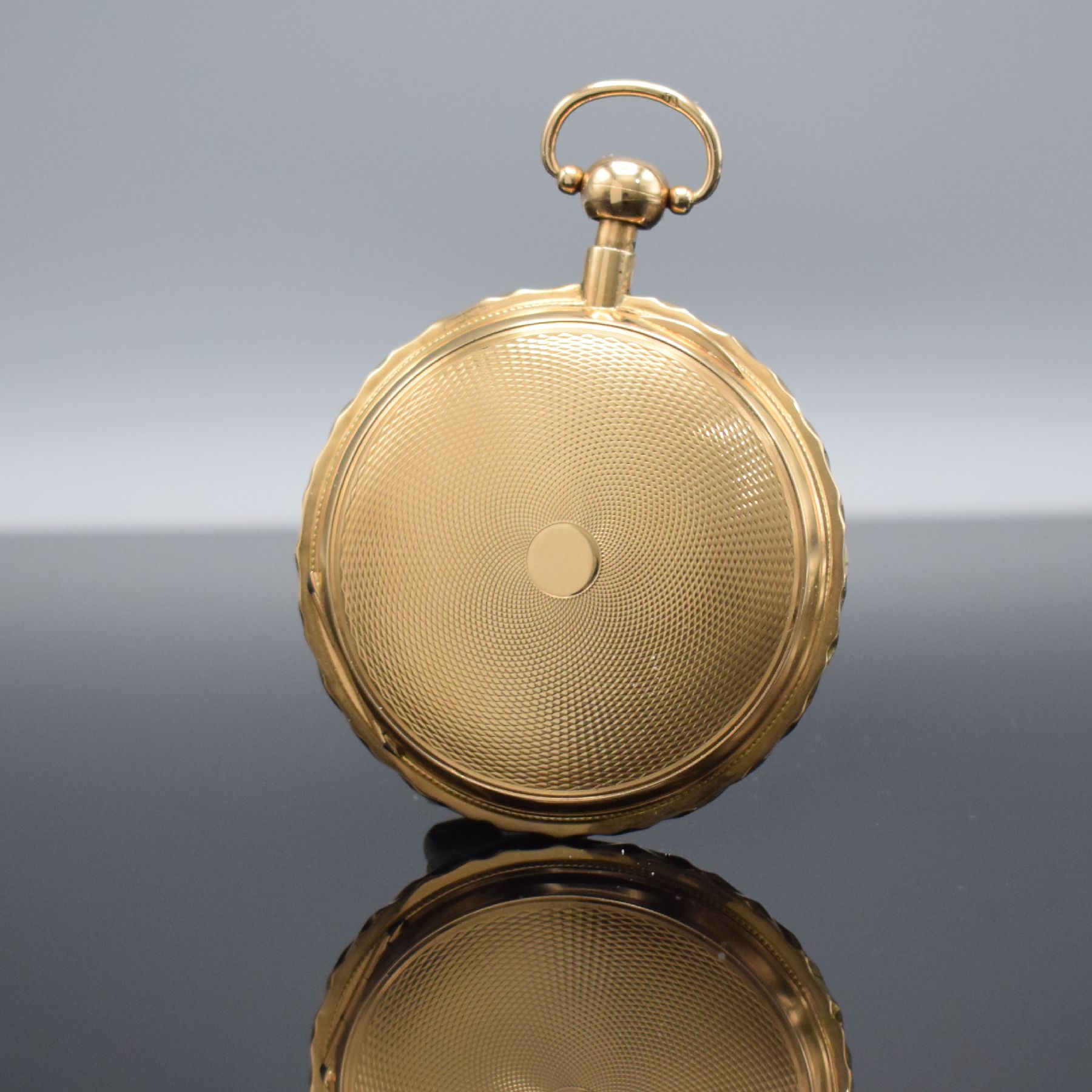 Detail c: Große Taschenuhr mit 1/4-Stundenrepetition auf 3 Tonfedern in RG 750/000, Schweiz um 1820, Schlüsselaufzug, sehr schön erhaltenes Geh., rücks. ...