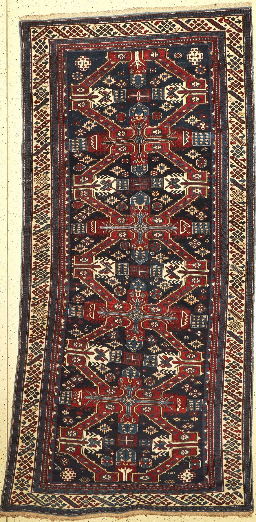Antiker Seichur, Kaukasus, 19. Jhd, Wolle auf Wolle, ca. 288 x 142 cm, EHZ: 4
