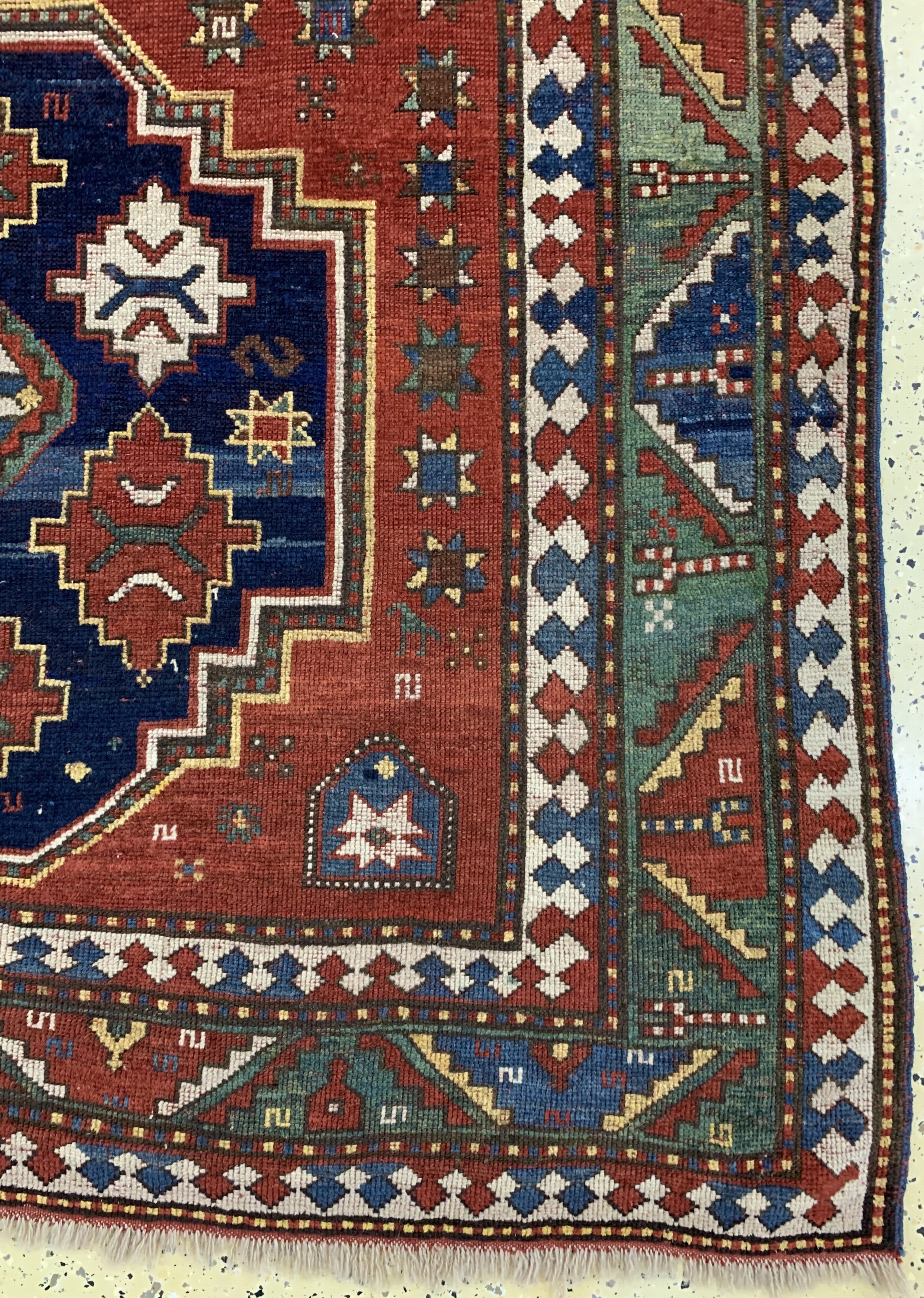 Detail a: Lori-Pampak antik, Kaukasus, 19.Jhd, Wolle auf Wolle, ca. 257 x 154 cm. siehe tappeti antichi mondadori 3. edizione 1997 seite 77, EHZ: ...