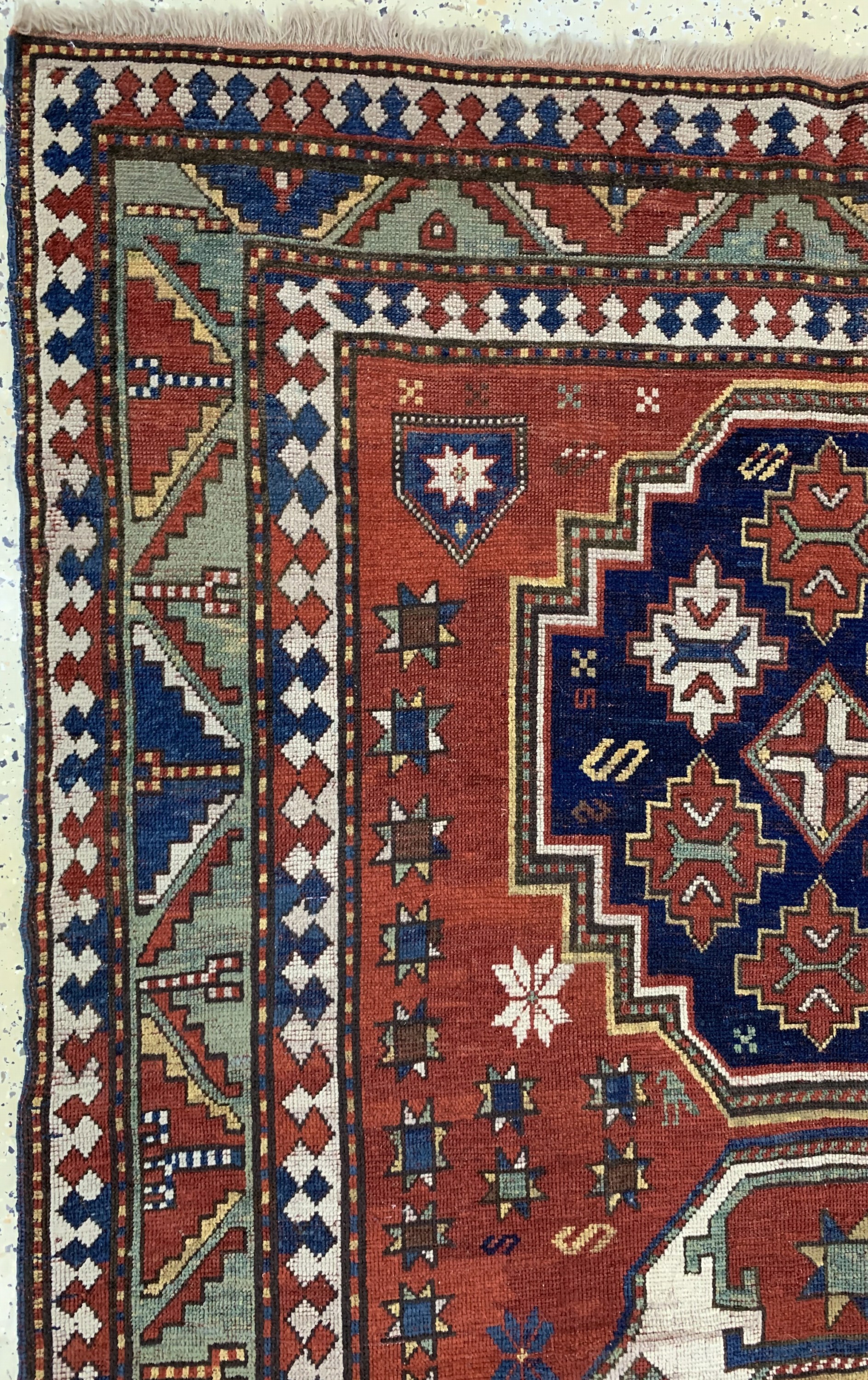 Detail d: Lori-Pampak antik, Kaukasus, 19.Jhd, Wolle auf Wolle, ca. 257 x 154 cm. siehe tappeti antichi mondadori 3. edizione 1997 seite 77, EHZ: ...