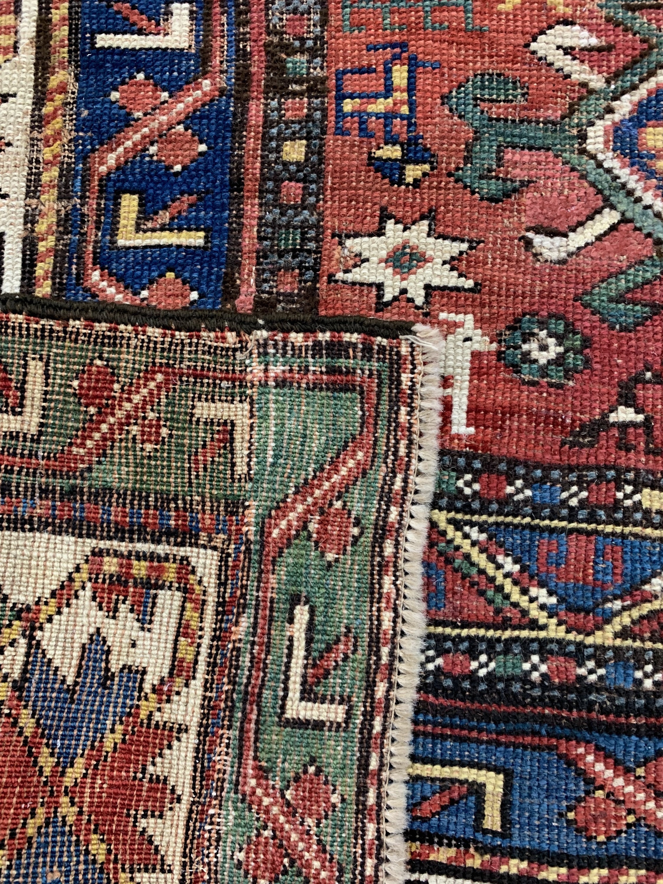 Detail g: Kasetten-Kazak antik, Kaukasus, 19.Jhd, Wolle auf Wolle, ca. 220 x 146 cm. siehe Battenberg Kaukasische Teppiche Band 1 Seite 134 Teppich 75, EHZ: ...