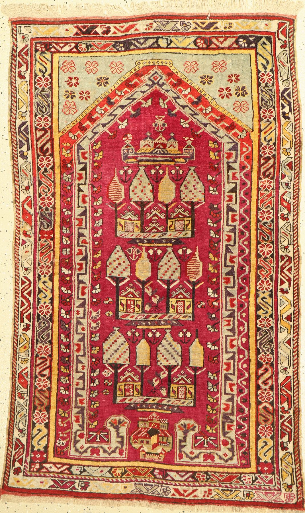 Antiker Kirsehir (Friedhofteppich), Türkei,um 1900, Wolle auf Wolle, ca. 152 x 92 cm, EHZ2-3(kleines Loch).