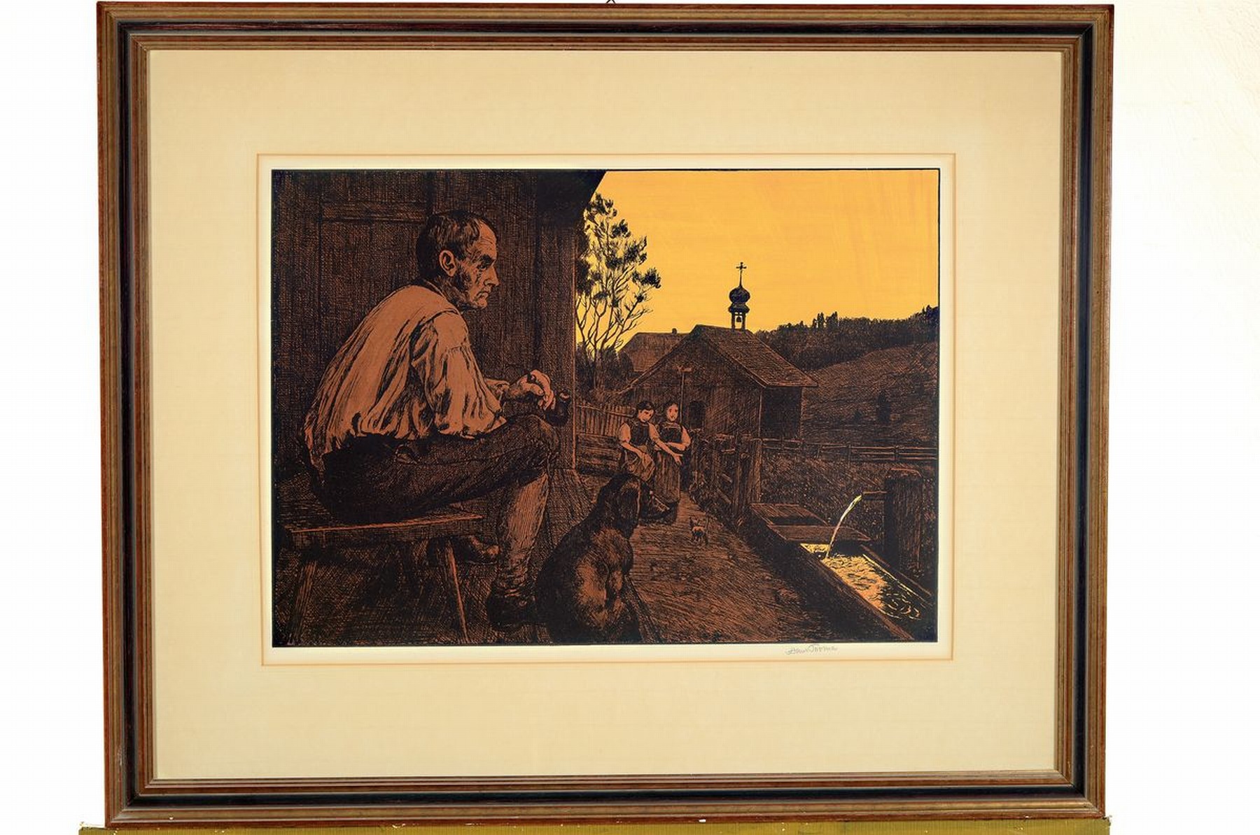 Detail k: Hans Thoma, 1839 Bernau - 1924 Karlsruhe, zwei Farblithographien, a. Hüter der Täler (1898), Aluminium gehöht, handsigniert, in der Platte ...