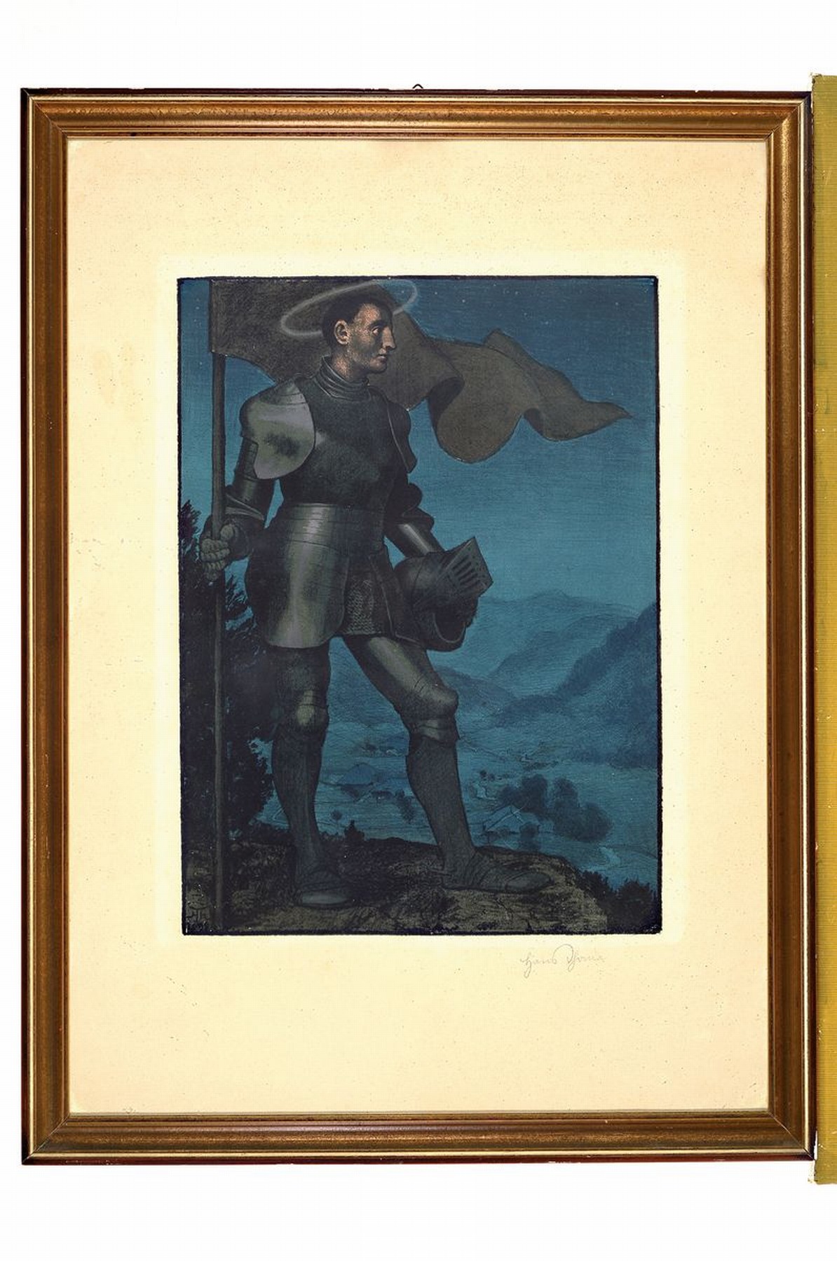 Detail n: Hans Thoma, 1839 Bernau - 1924 Karlsruhe, zwei Farblithographien, a. Hüter der Täler (1898), Aluminium gehöht, handsigniert, in der Platte ...