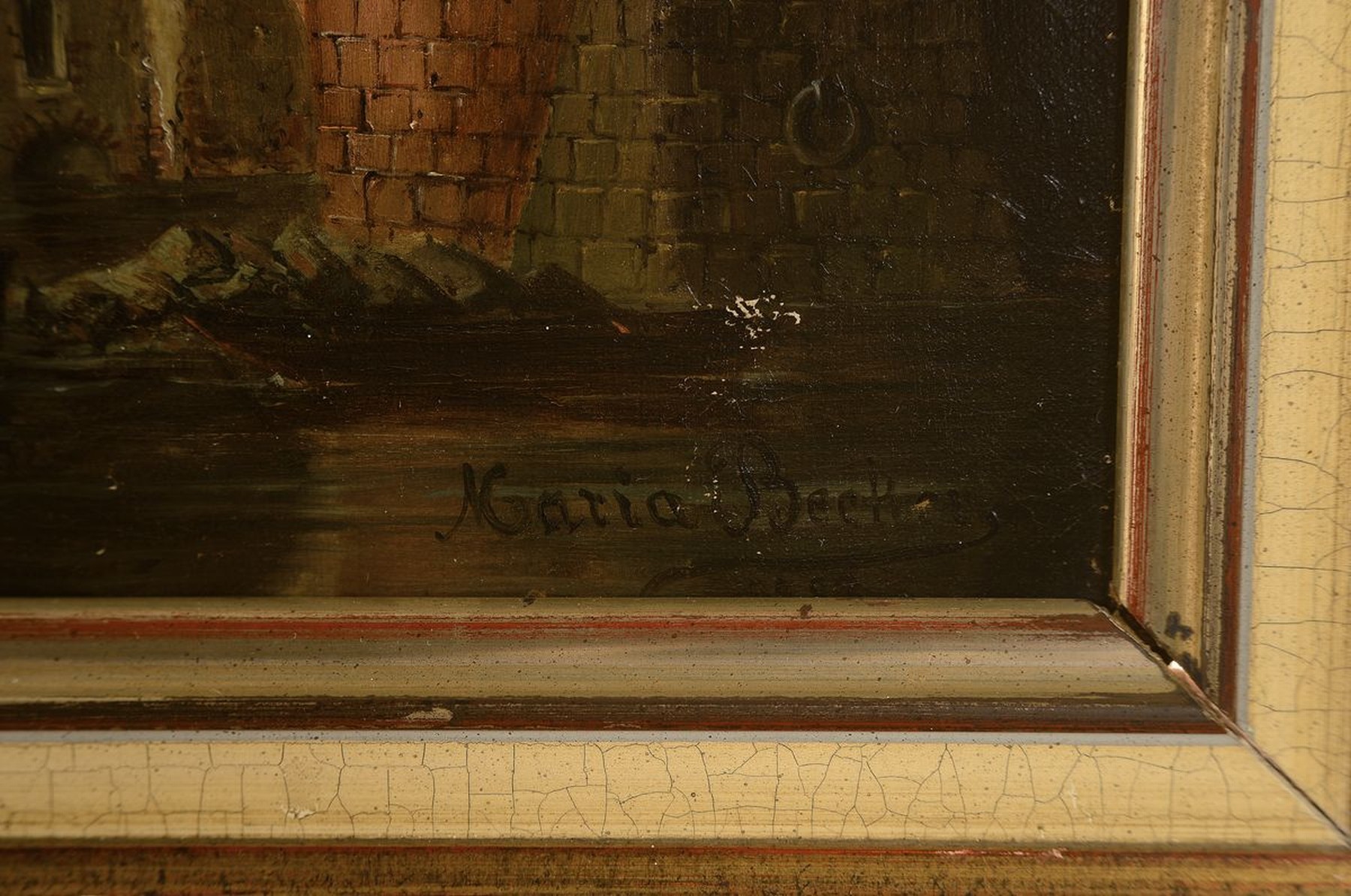 Detail b: Maria Becker, Künstlerin des 19.Jh., zwei Ansichten der Nürnberger Altstadt, a. wohl stilisierte Ansicht der Nürnberger Altstadt mit Turm und Tor ...