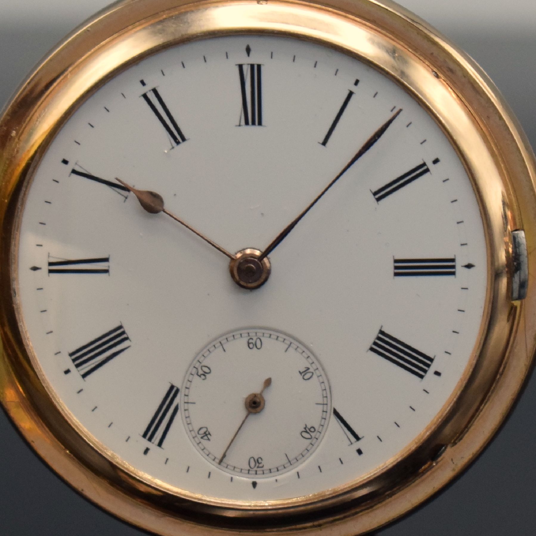 Detail a: IWC Werk Kaliber 53 Herrensavonette in Longines 3 Deckel-Goldgehäuse in RG 585/000, Schweiz um 1900, Geh. dell., Sprung- & Rückdeckel guill., ...