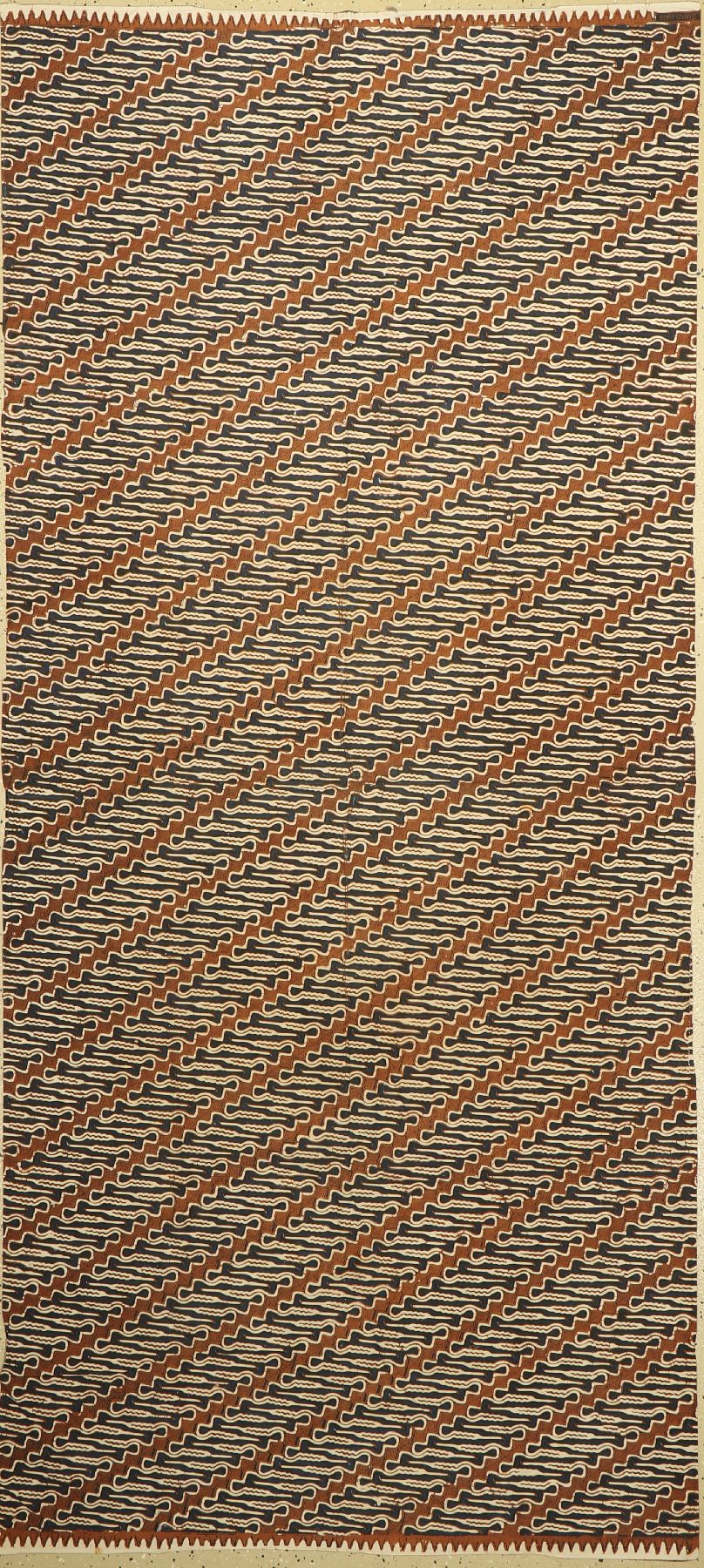 Batik Sarong, traditionelle Kleidung, diagonale Bänder in ineinandergreifendem Javanesischischem Muster, Indigoblau/Braun, Yogyakarta, indonesien, ...