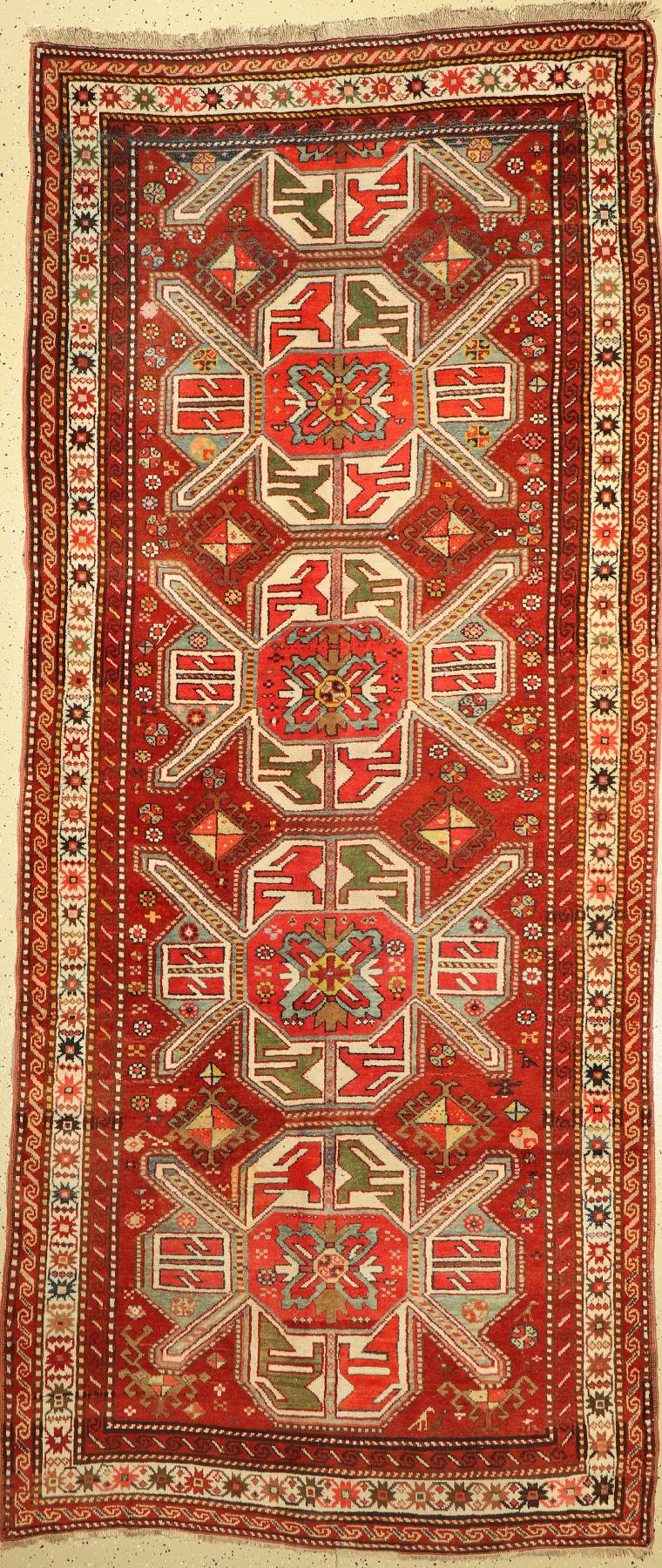 Lenkoran alt, Azerbaijan, um 1960, Wolle auf Wolle, ca. 310 x 133 cm, EHZ: 2-3