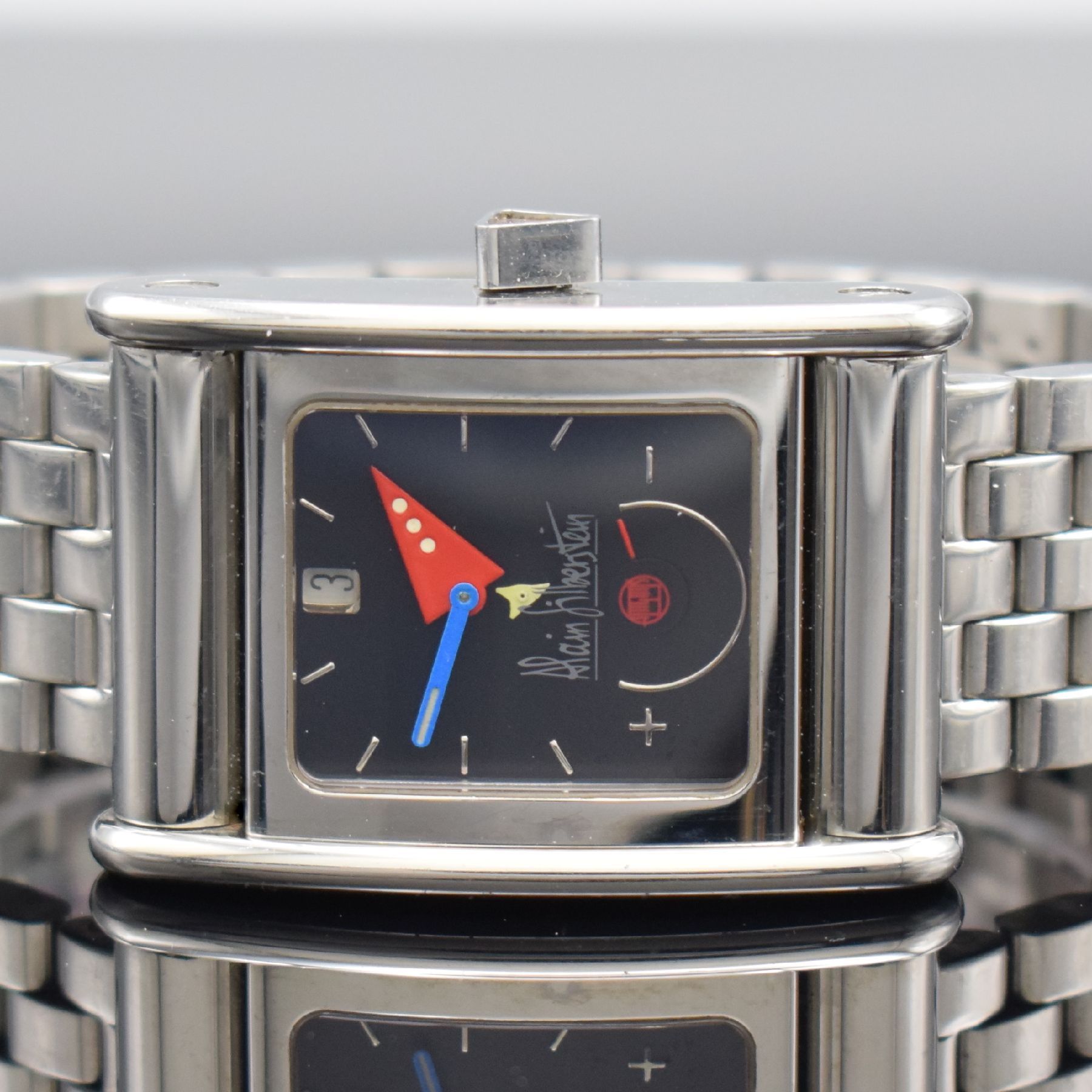 Detail a: ALAIN SILBERSTEIN Bolido ausgefallene & limitierte Herrenarmbanduhr in Stahl, Frankreich verk. lt. beil. Pap. 12/1999, Automatik, auf 500 Stück ...
