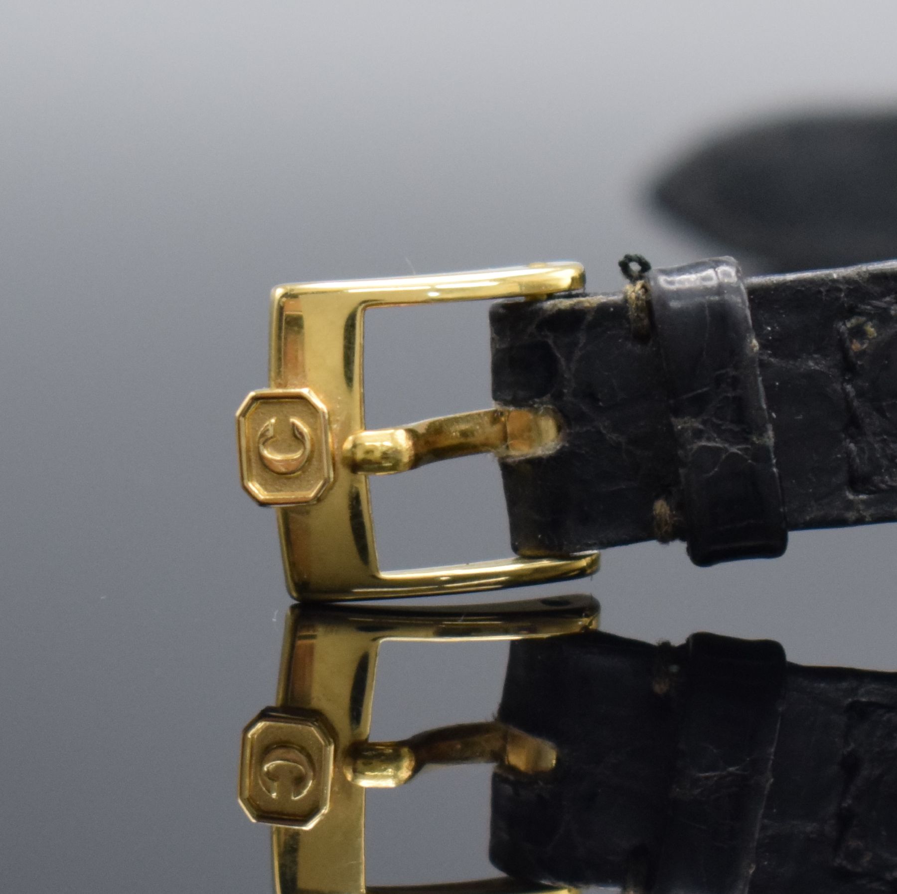 Detail g: CHOPARD Damenarmbanduhr Happy Diamonds in GG 750/000 Referenz 4105, quarz, orig. Lederband m. orig verg. Dornschl., beids. vergl., 5 bewegl. ...