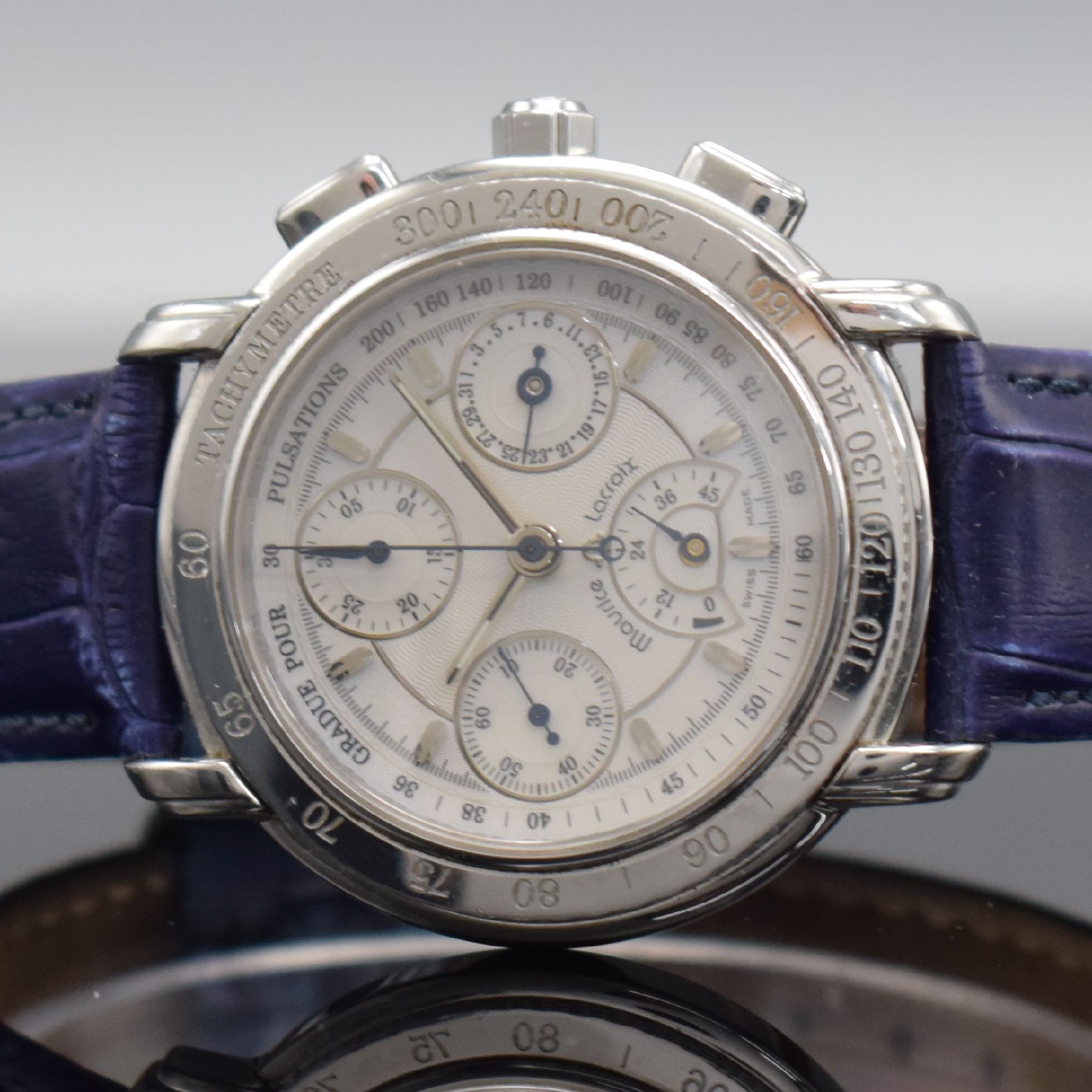 Detail a: MAURICE LACROIX Réserve de Marche limitierte Herrenarmbanduhr mit Chronograph, Schweiz um 1995, Automatik, Ref. 30586, auf 999 Stück limitiertes ...