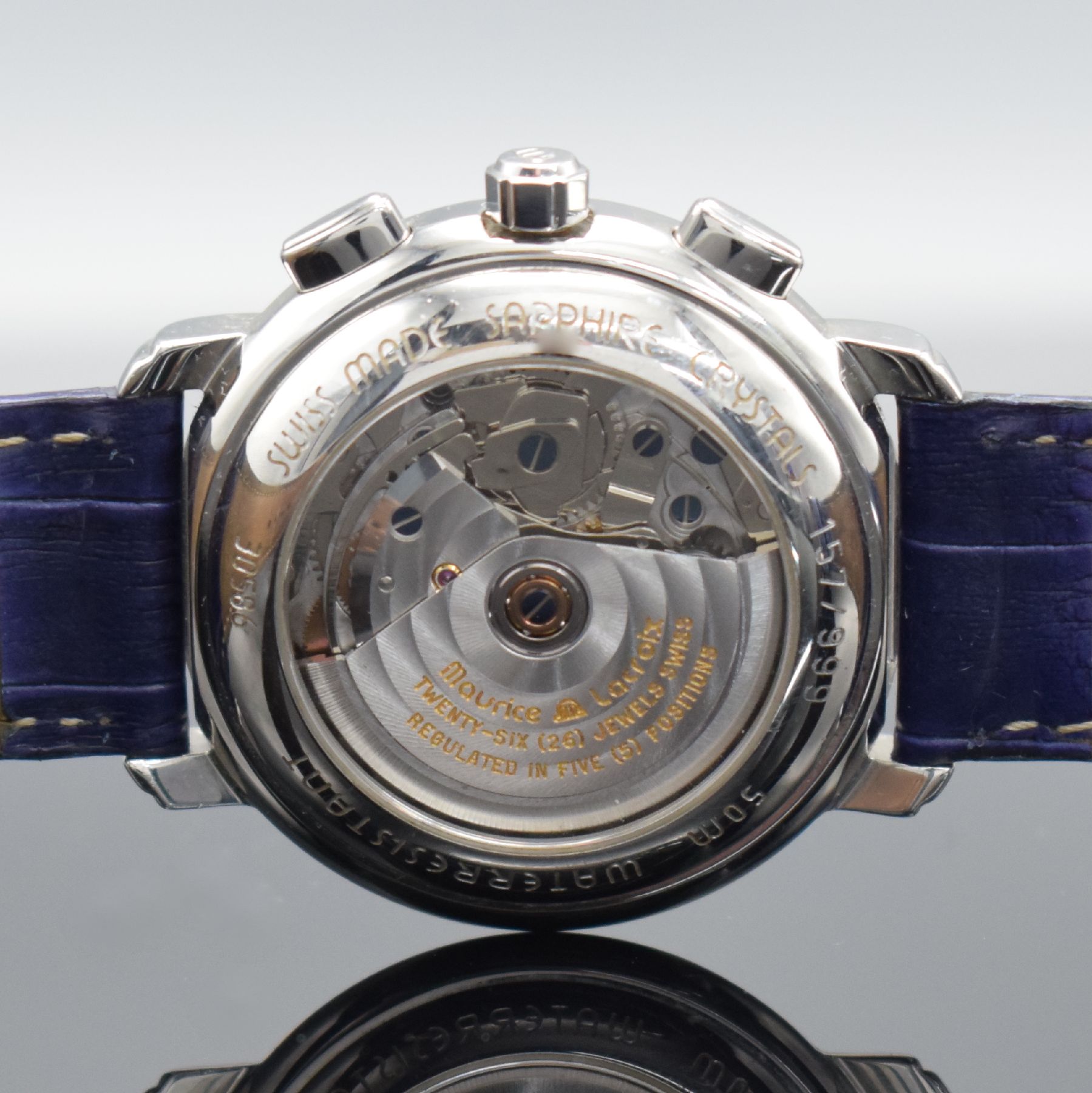 Detail f: MAURICE LACROIX Réserve de Marche limitierte Herrenarmbanduhr mit Chronograph, Schweiz um 1995, Automatik, Ref. 30586, auf 999 Stück limitiertes ...