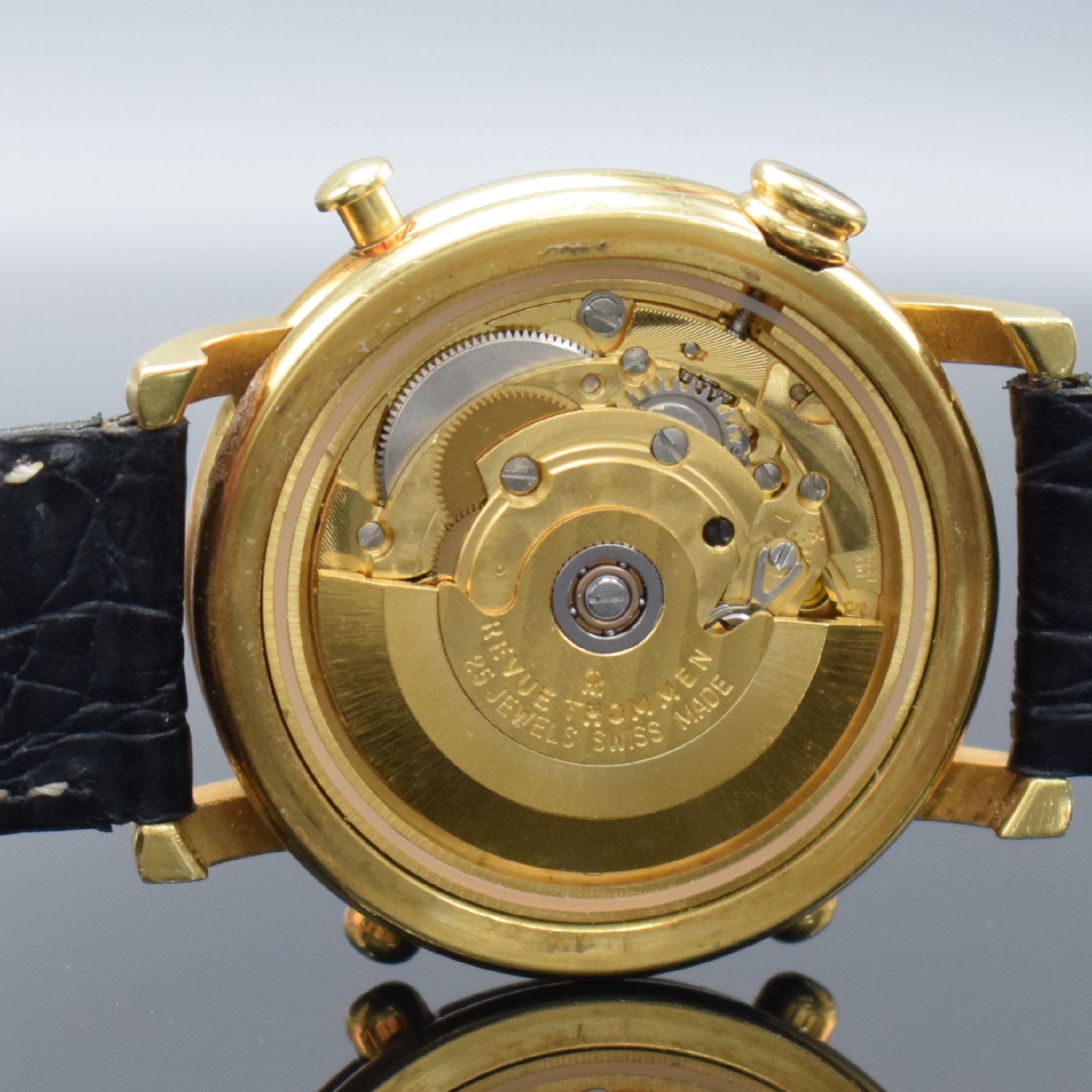 Detail g: REVUE THOMMEN Greenmark limitierte Herrenarmbanduhr mit Golfzähler in GG 750/000, Schweiz um 1990, Automatik, auf 300 Stück limitiertes ...
