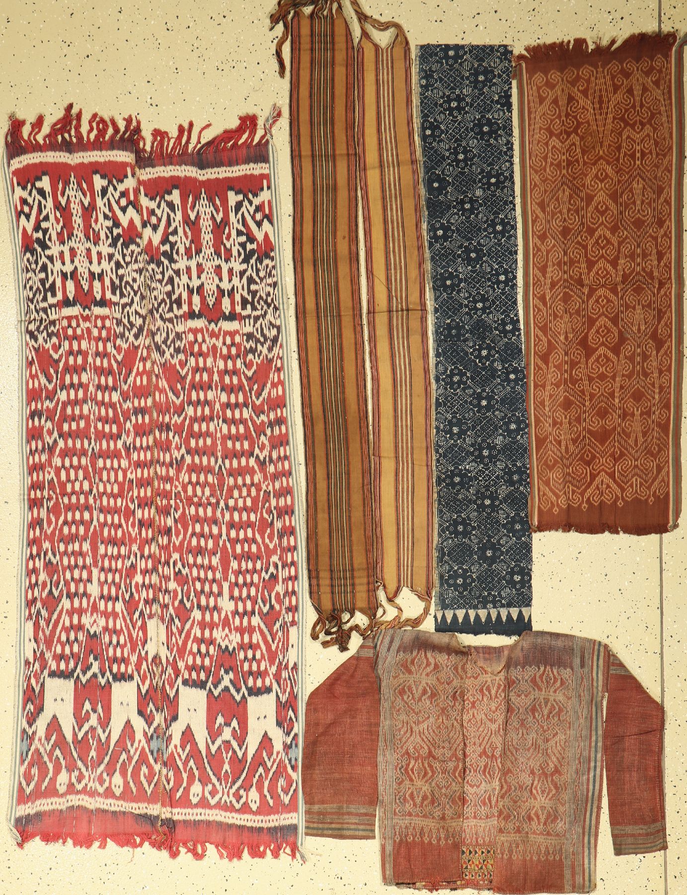 6 lots Stammesteile aus Baumwolle, handgewebt, um 1950, verschiedene Grössen, gebraucht
