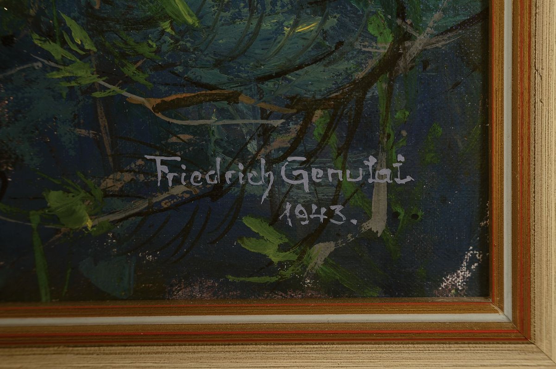 Detail a: Friedrich Genutat, 1876-1958, Blick auf das Hambacher Schloß, Öl/Lwd, rechts unten signiert und dat. 1943, ca. 75x68cm, R. ca. 88x79cm