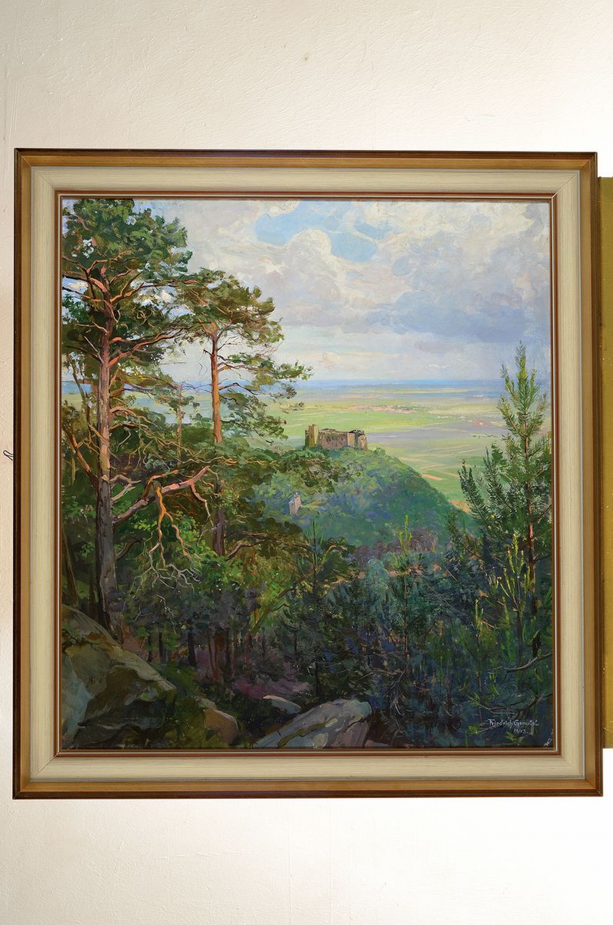 Detail k: Friedrich Genutat, 1876-1958, Blick auf das Hambacher Schloß, Öl/Lwd, rechts unten signiert und dat. 1943, ca. 75x68cm, R. ca. 88x79cm