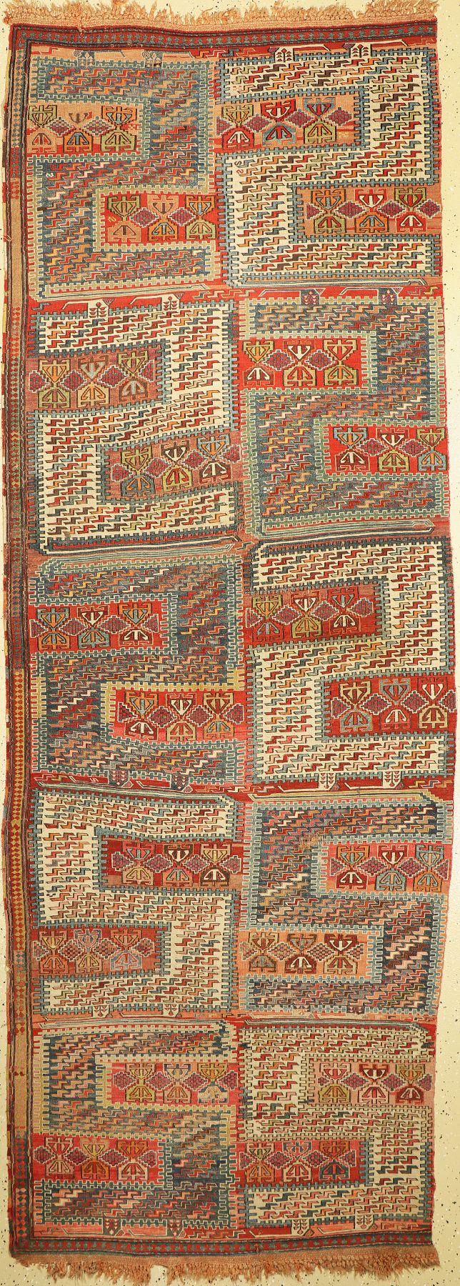 Sileh Kelim, Kaukasus, um 1930, Wolle auf Wolle, ca. 310 x 112 cm, EHZ: 3-4