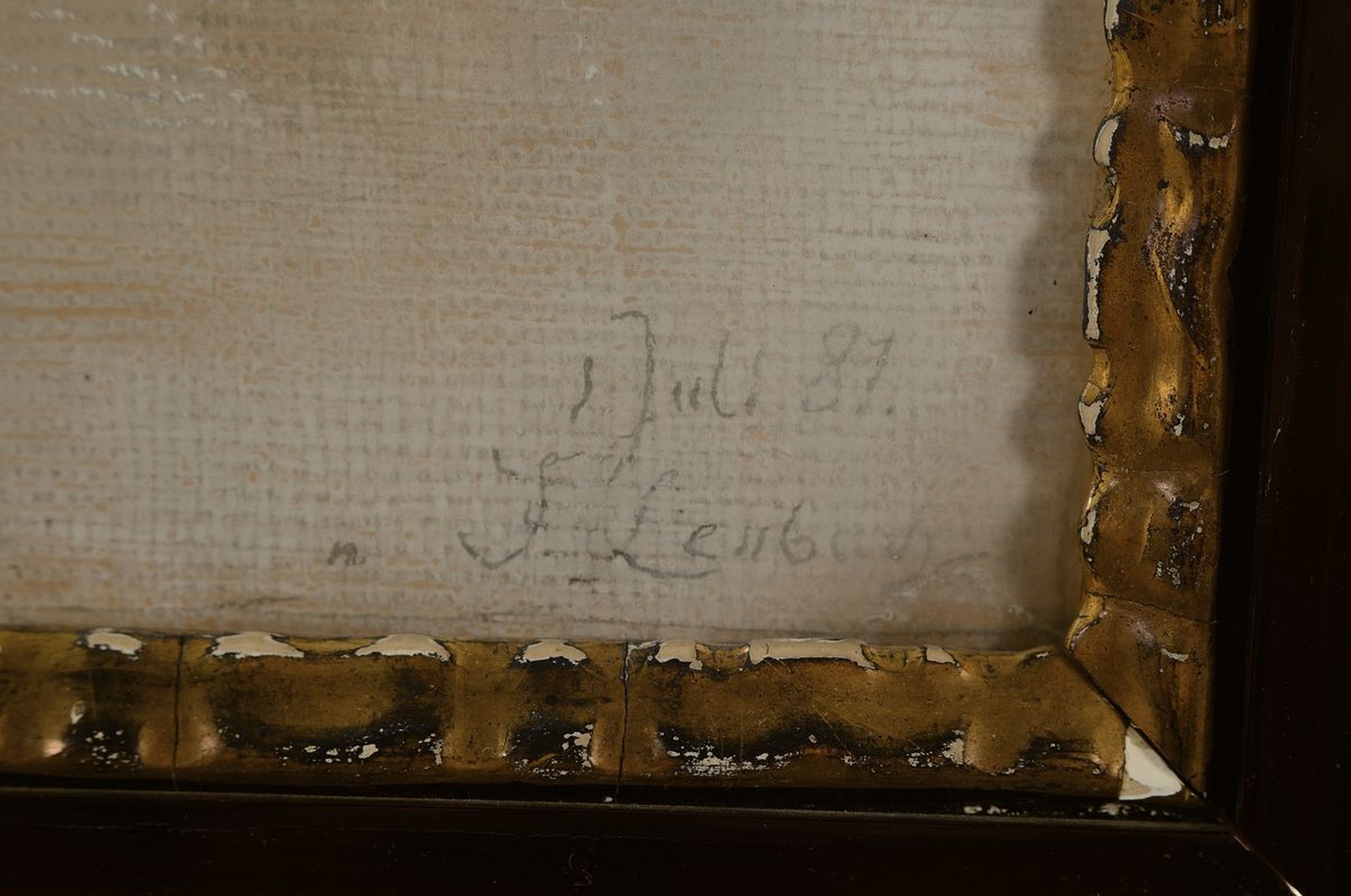 Detail a: Franz von Lenbach 1836 Schrobenhausen - 1904 München, Porträt einer jungen Frau im Profil, Kohle- und Pastellzeichnung auf Papier, re. unten ...
