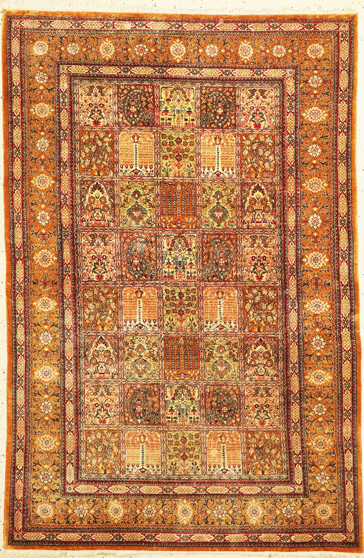 Ghom Seide fein, Persien, ca. 50 Jahre, reine Naturseide, ca. 152 x 103 cm, ca. 1,0 Mio. Kn/qm, EHZ: 2