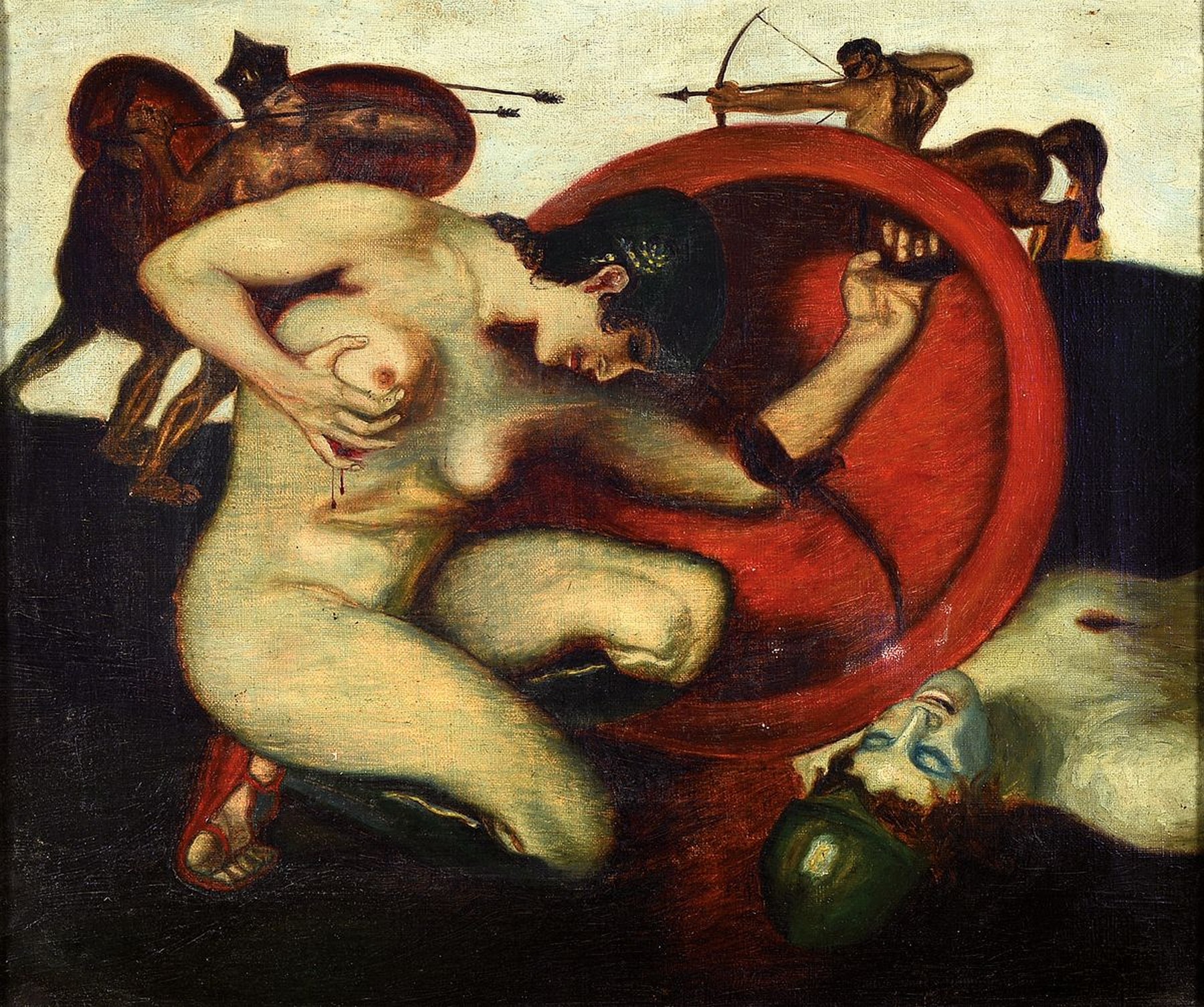 Kopie nach Franz von Stuck, Anfang 20. Jh., nach den Versionen von "Die verwundete Amazone" (1904/05, Amsterdam u. Cambridge), ...