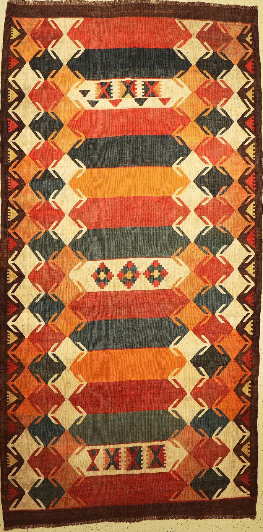 Tadschik Kelim, Tadschikistan, um 1900, Wolle auf Wolle, ca. 400 x 200 cm, EHZ: 2-3