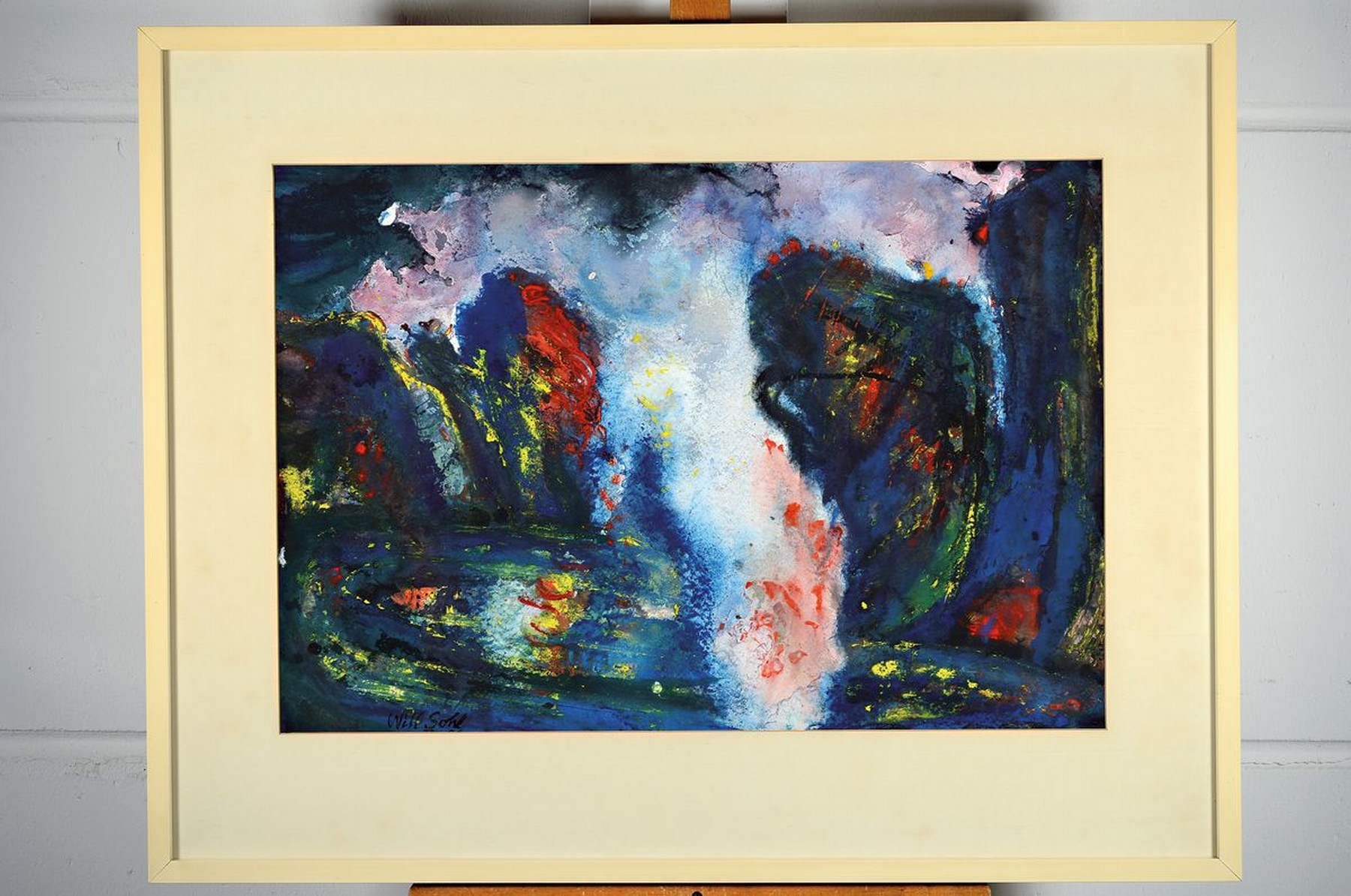 Detail k: Will Sohl, 1906 Ludwigshafen-1969 Heidelberg, , Abstrakte Komposition, Mischtechnik auf Papier, links unten signiert, ca. 48x70cm, PP, u.Gl., R. ca. ...