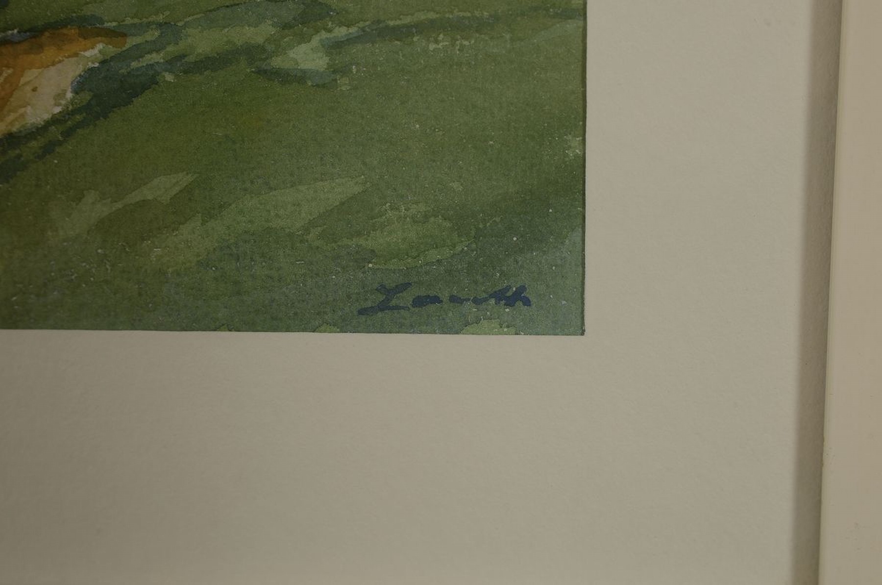 Detail c: Robert Lauth, 1896-1985 Ludwigshafen, Konvolut aus einem Ölgemälde und 3 Aquarellen: a) Landschaft vor der Haardt, Öl/Malkarton, rechts unten ...